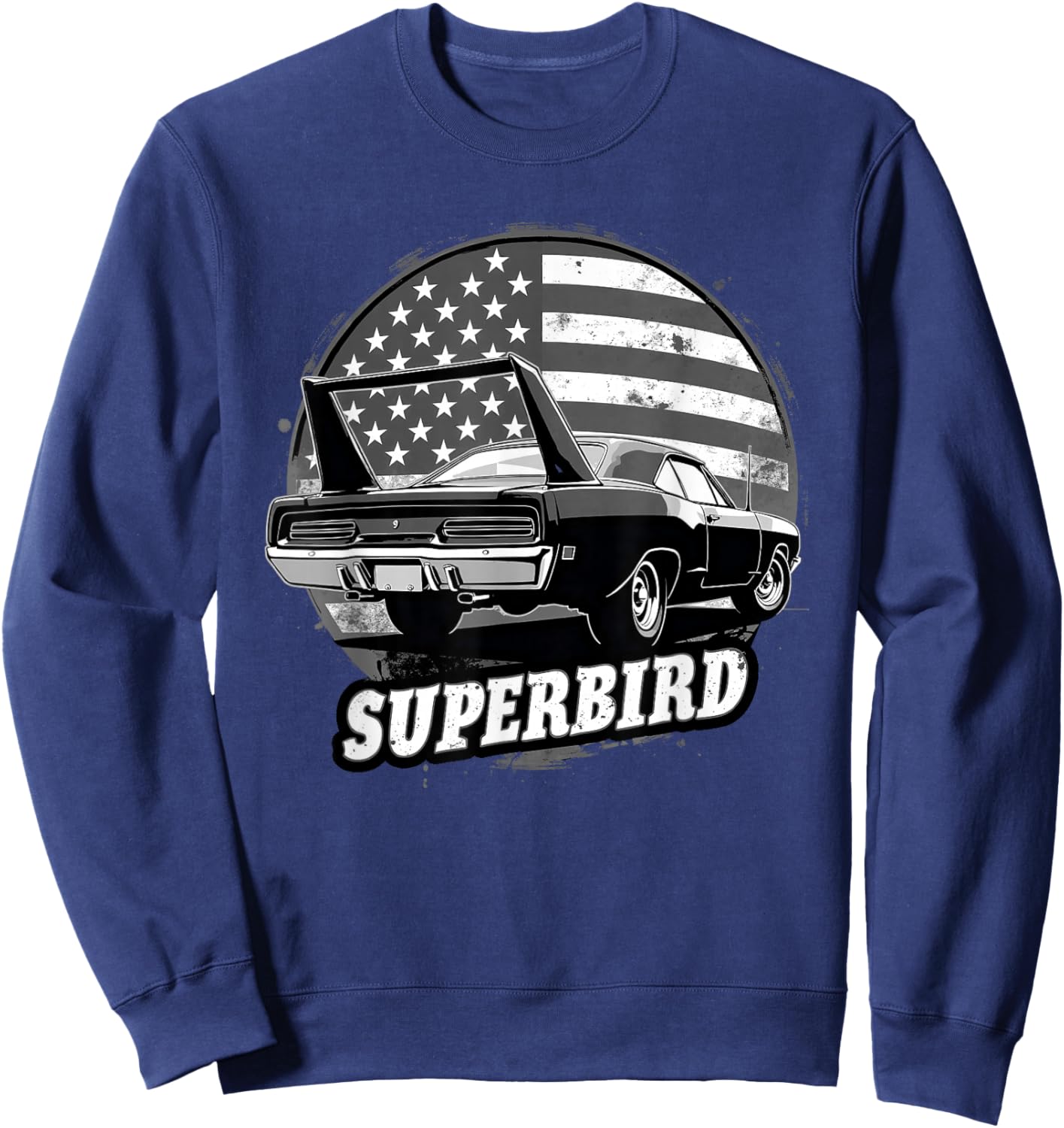 Old School Plymouth Superbird Classic car American Flag 1970 Sweatshirt - Sweatshirt | Navy