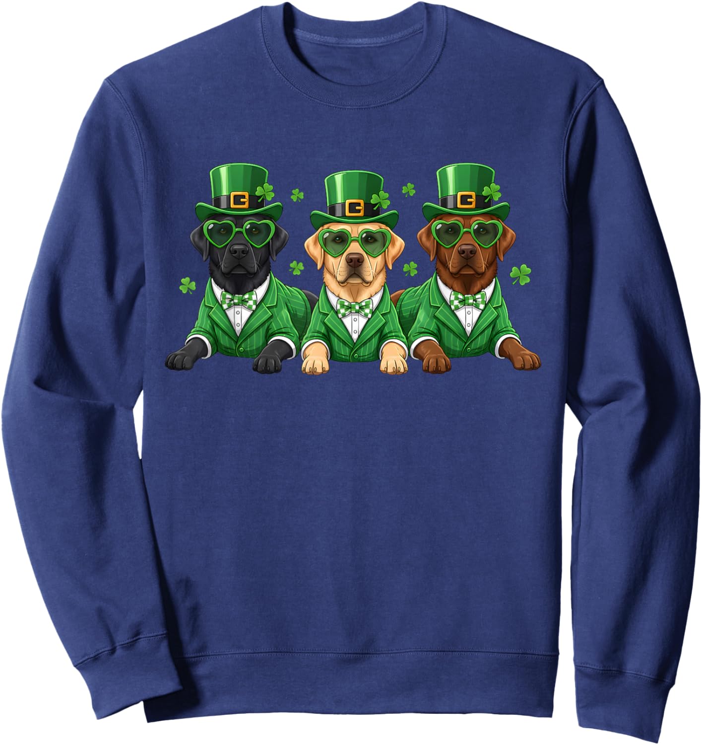 Funny Labrador Retriever Shamrock St Patricks Day Irish Dog Sweatshirt - Sweatshirt | Navy