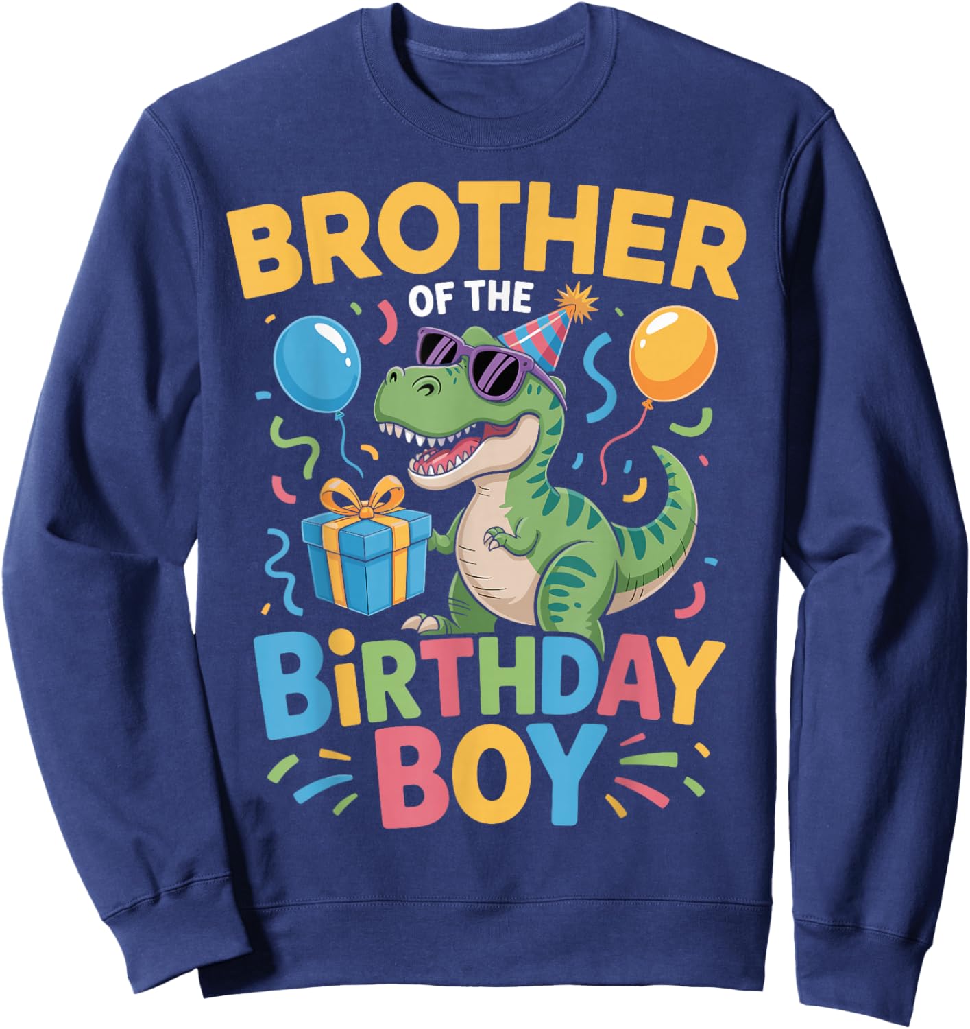 Brother of The Birthday Party Outfit Dinosaur Squad Brother Sweatshirt - Sweatshirt | Navy