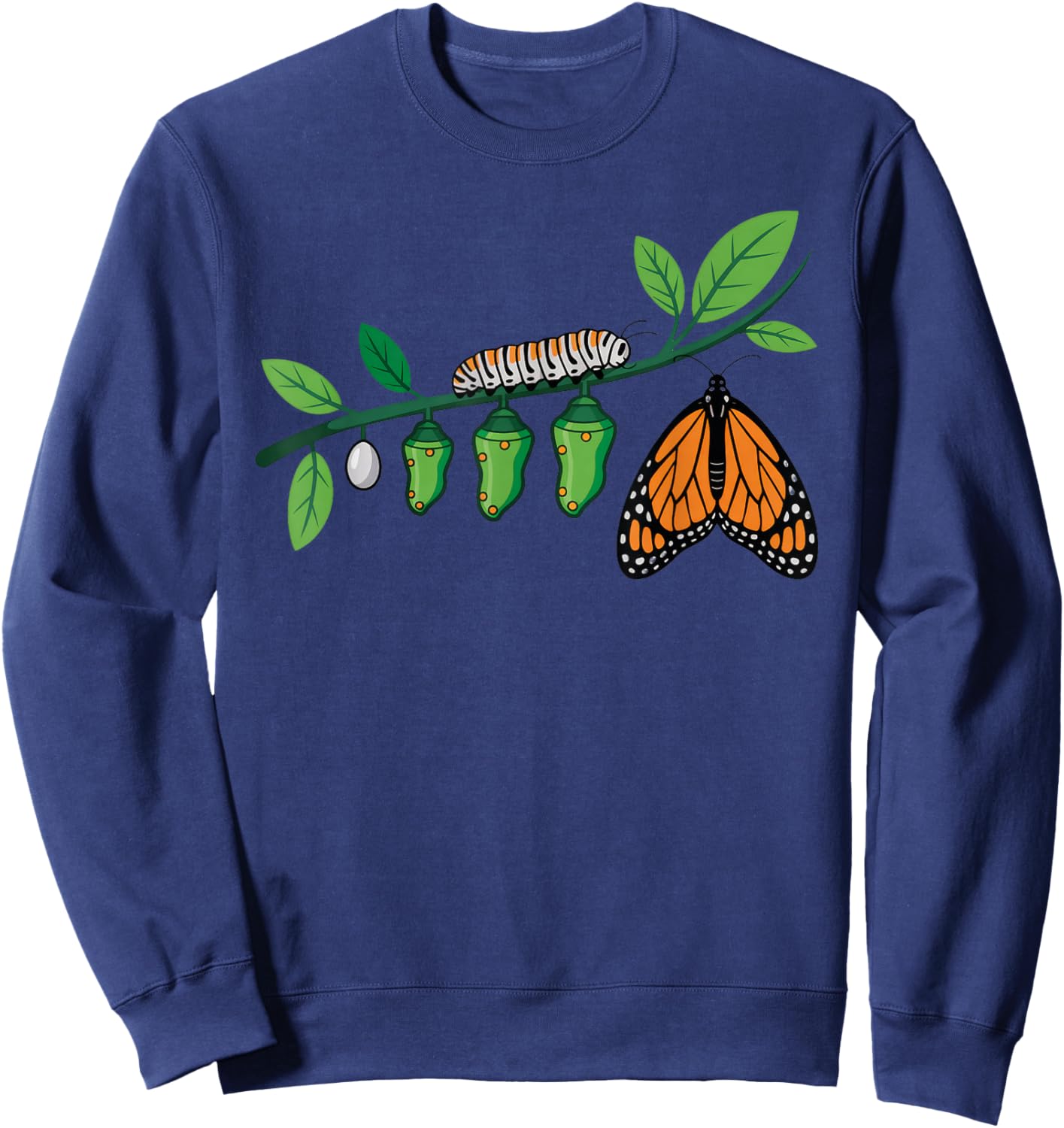 Monarch Butterfly Caterpillar Lifecycle Metamorphosis Sweatshirt - Sweatshirt | Navy