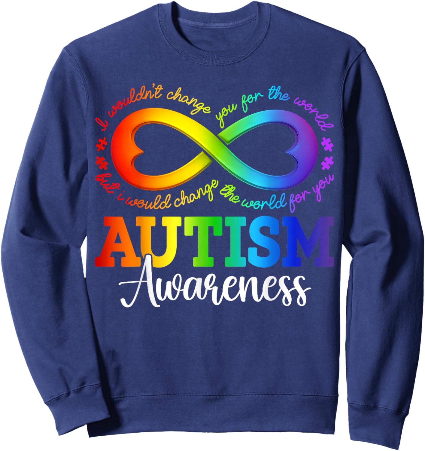 Autism Awareness Acceptance Shirt Infinity Symbol Men Women Sweatshirt - Sweatshirt | Navy