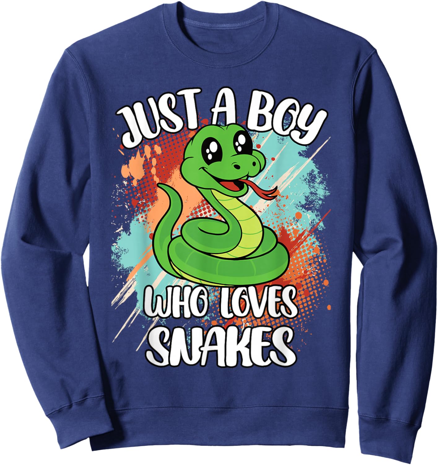 Just A Boy Who Loves Snakes Funny Retro Reptile Boys Kids Sweatshirt - Sweatshirt | Navy