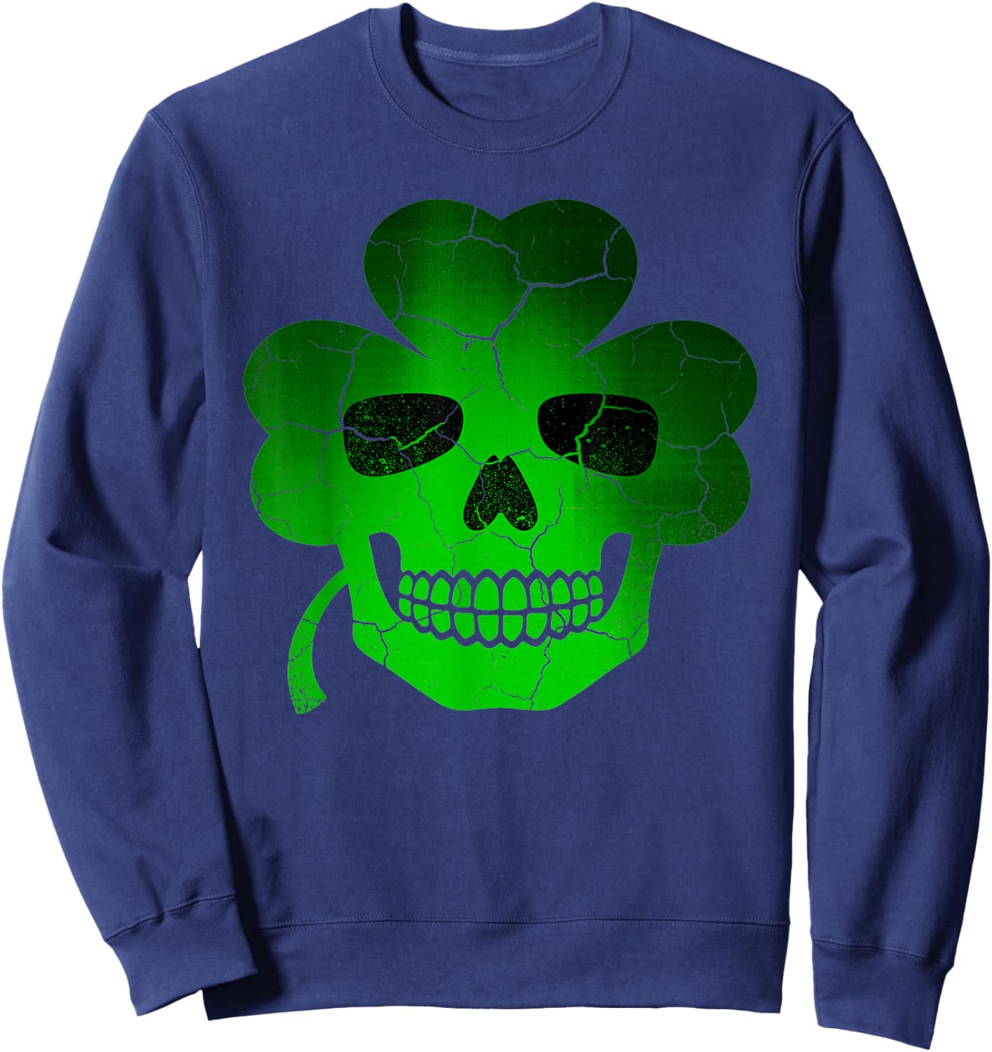 Funny Lucky Skull Clover St. Patrick’s Day .Men Sweatshirt - Sweatshirt | Navy