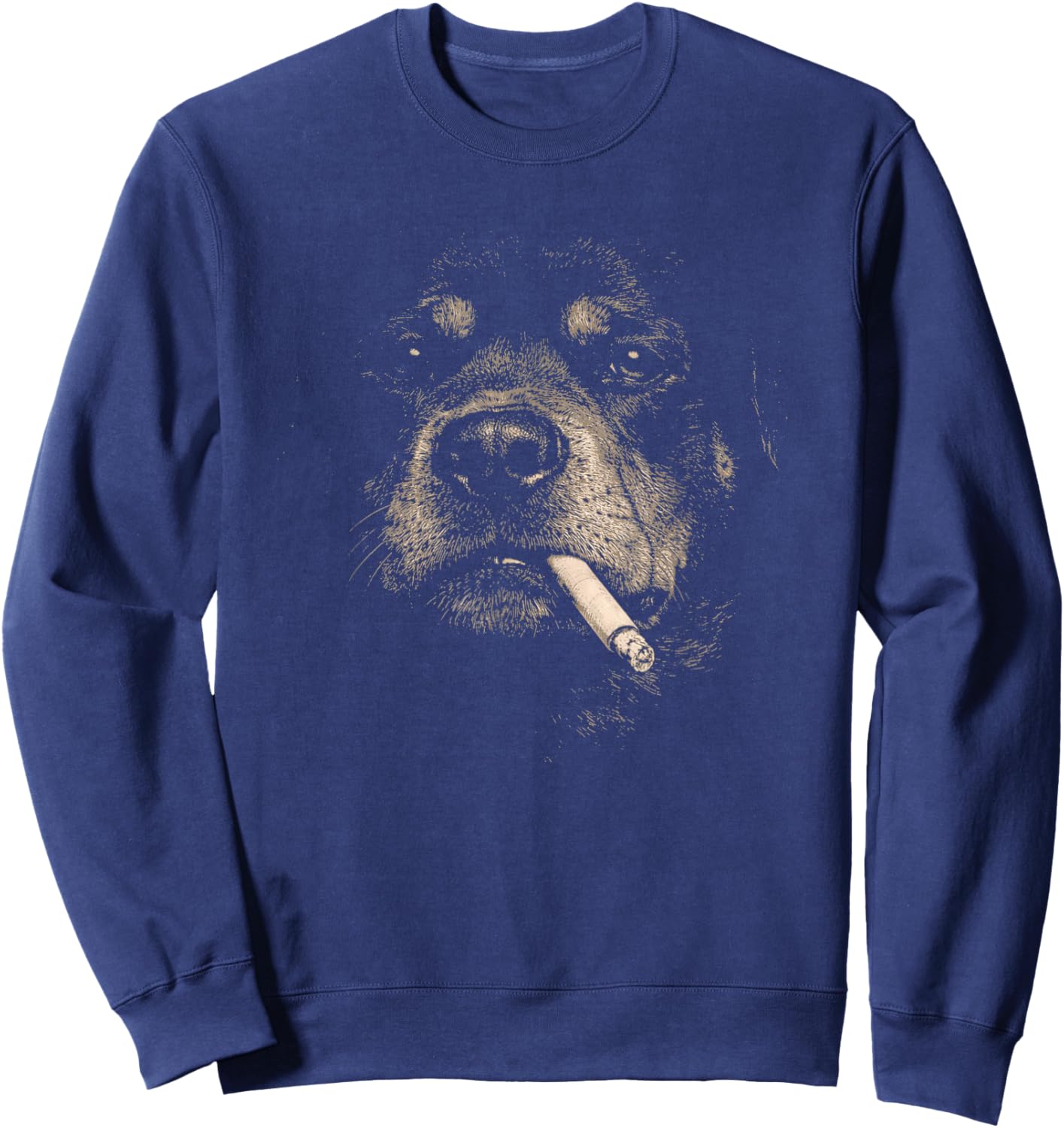Dog Smoking Cigarette Funny Rottweiler Meme Sweatshirt - Sweatshirt | Navy