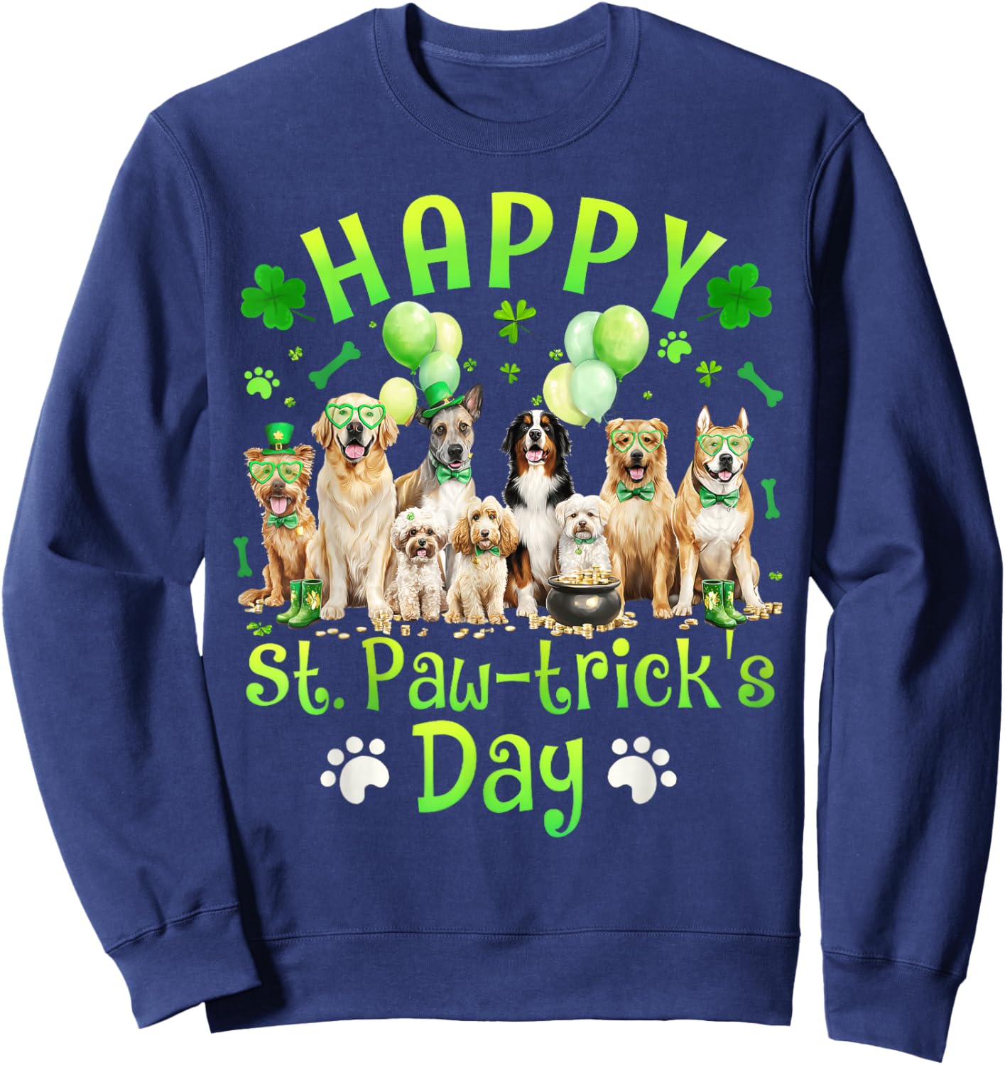 Saint Patrick's Day Paw-trick's Dog Lover Boys Girl Kid Sweatshirt - Sweatshirt | Navy