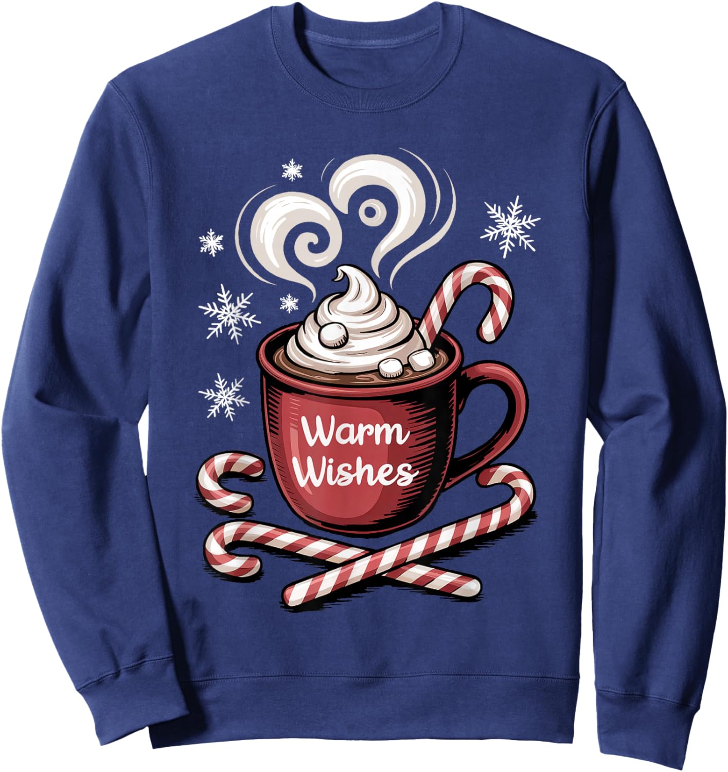 Warm Wishes Hot Cocoa Cozy Christmas Candy Hot Chocolate Sweatshirt - Sweatshirt | Navy