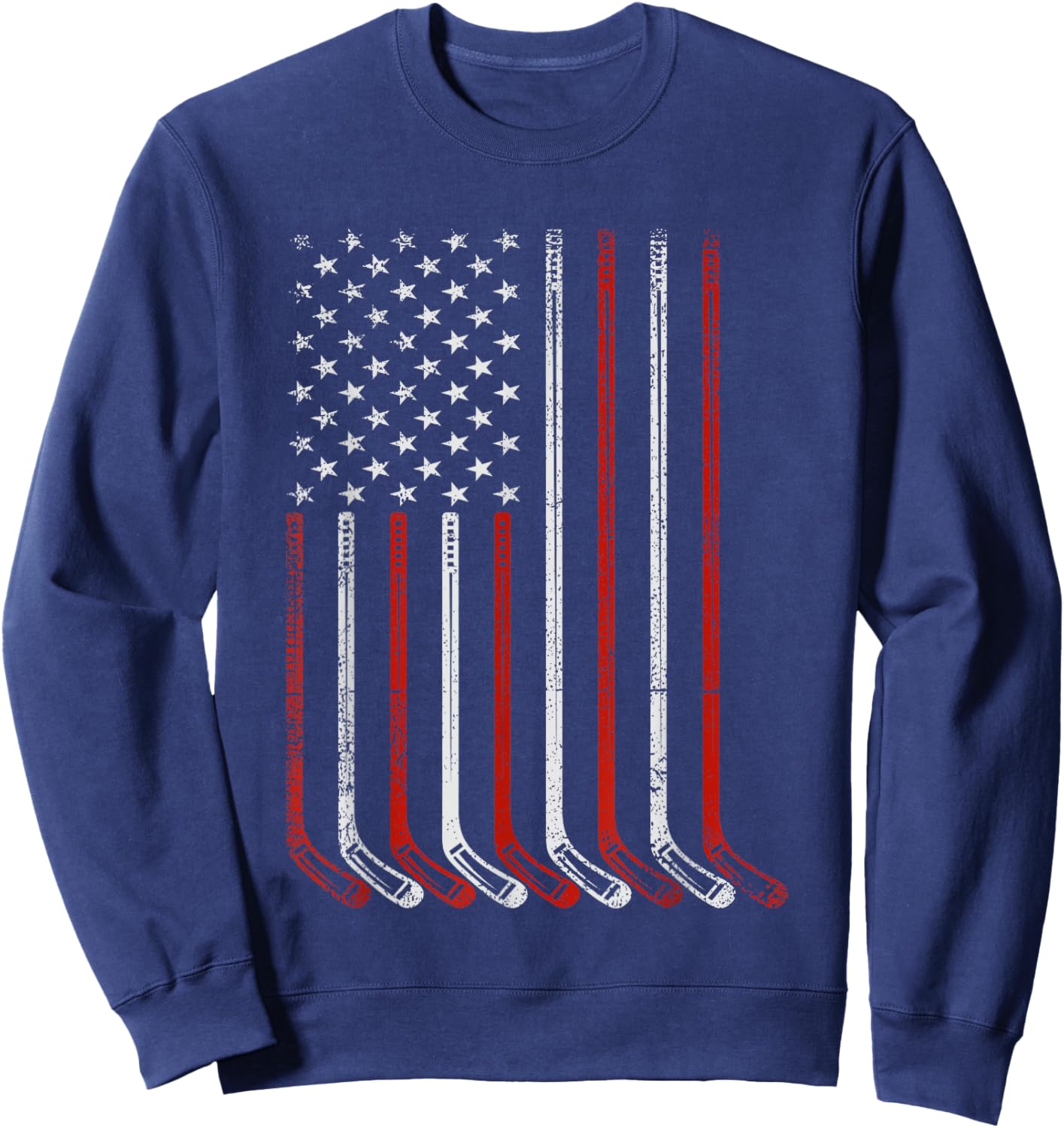 Ice Hockey Player & Coach US Flag Penalty Box Patriotic Fan Sweatshirt - Sweatshirt | Navy