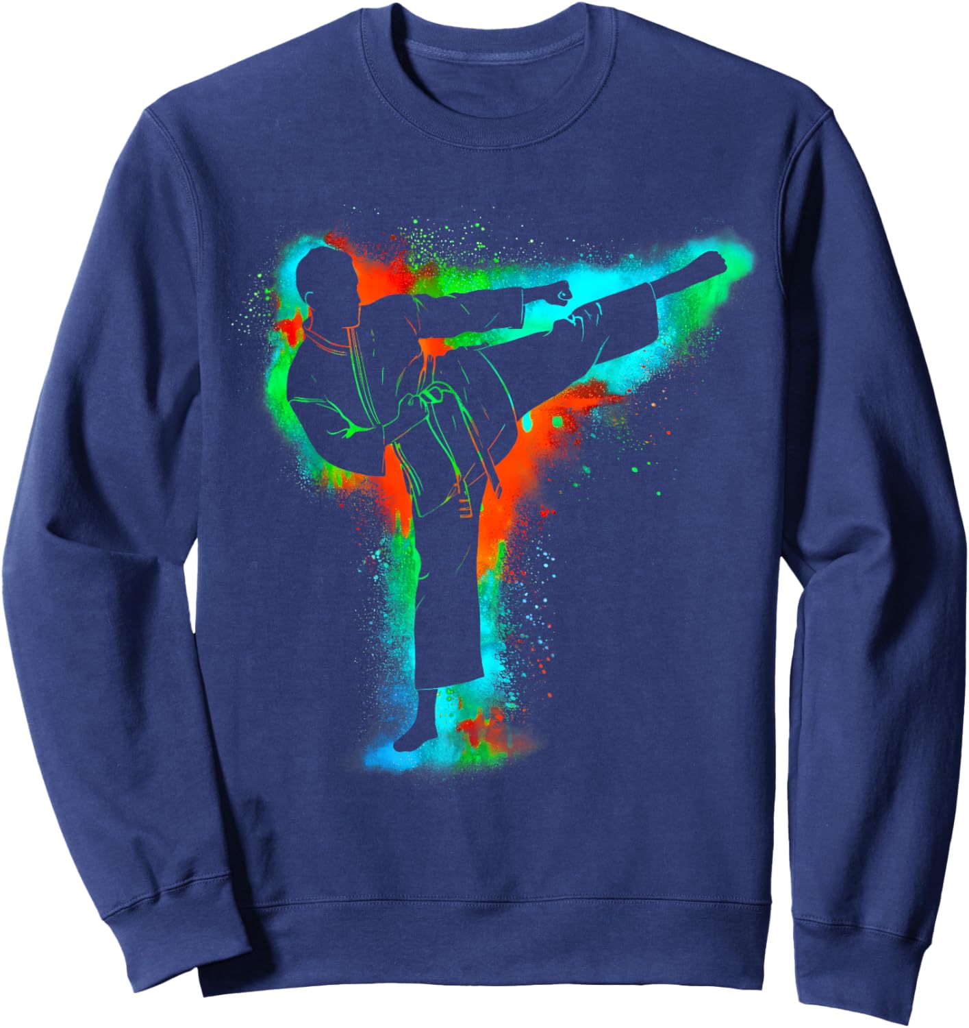 Colorful Retro Taekwondo Martial Arts Men Kids Boys Karate Sweatshirt - Sweatshirt | Navy