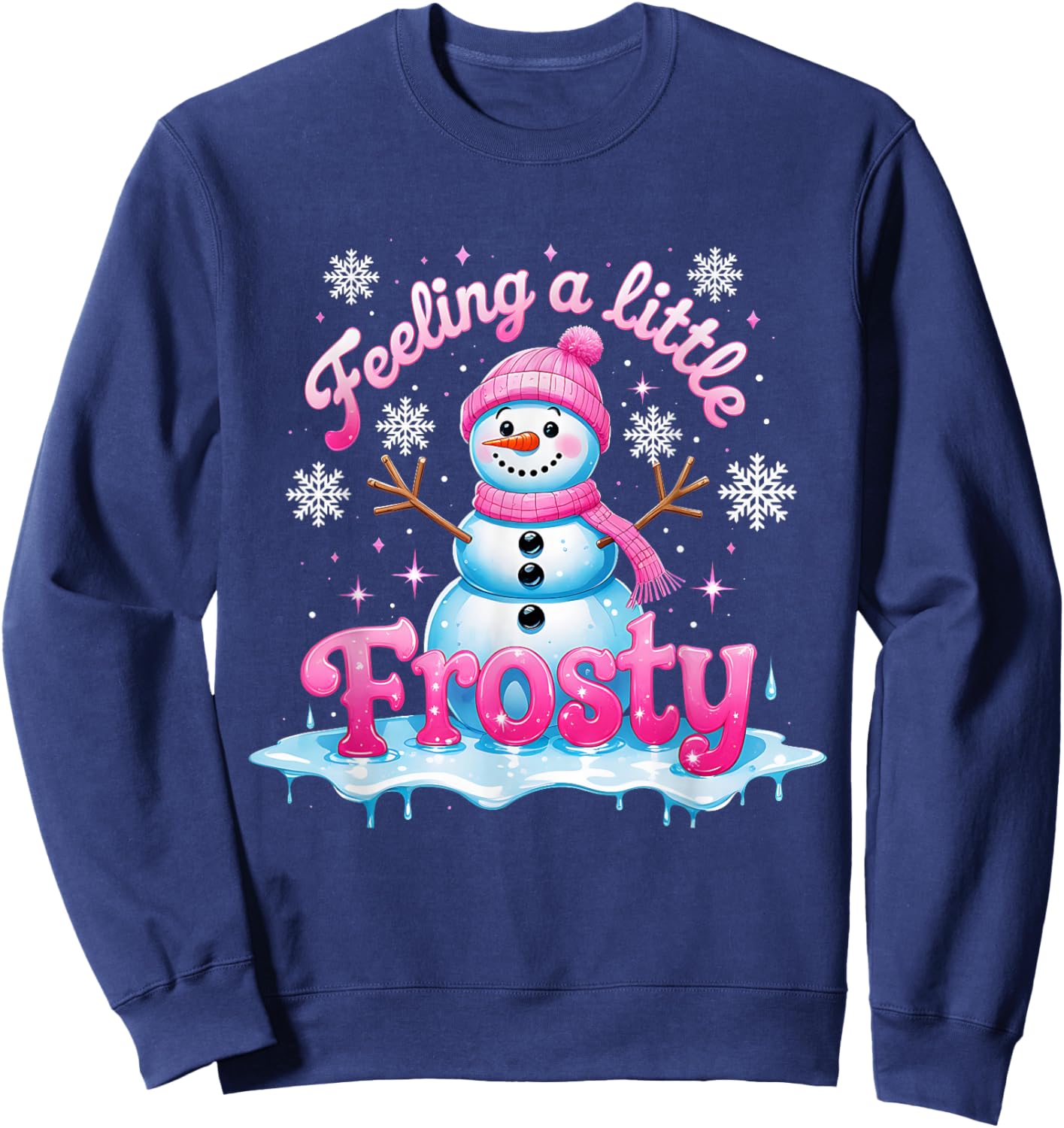 Feeling a Little Frosty Cute Snowman Winter Design Sweatshirt - Sweatshirt | Navy