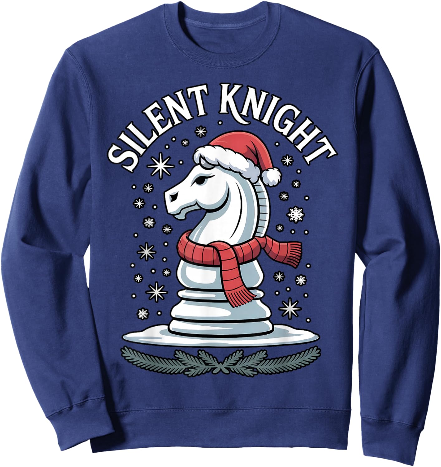 Silent Knight Funny Xmas Chess Christmas Pun Sweatshirt - Sweatshirt | Navy