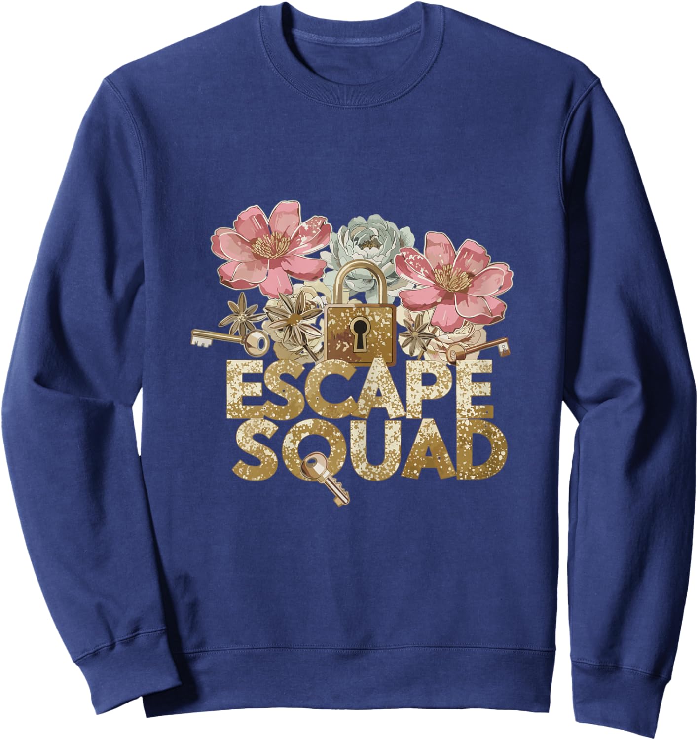 Escape Squad Lock Floral Whimsical Escape Room Sweatshirt - Sweatshirt | Navy