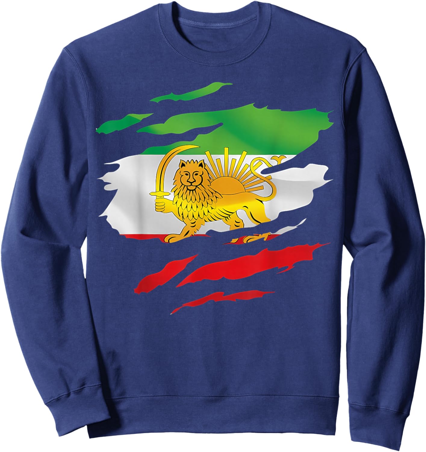 Free Iran Symbol Flag Heartbeat Freedom Love with Lion Sweatshirt - Sweatshirt | Navy