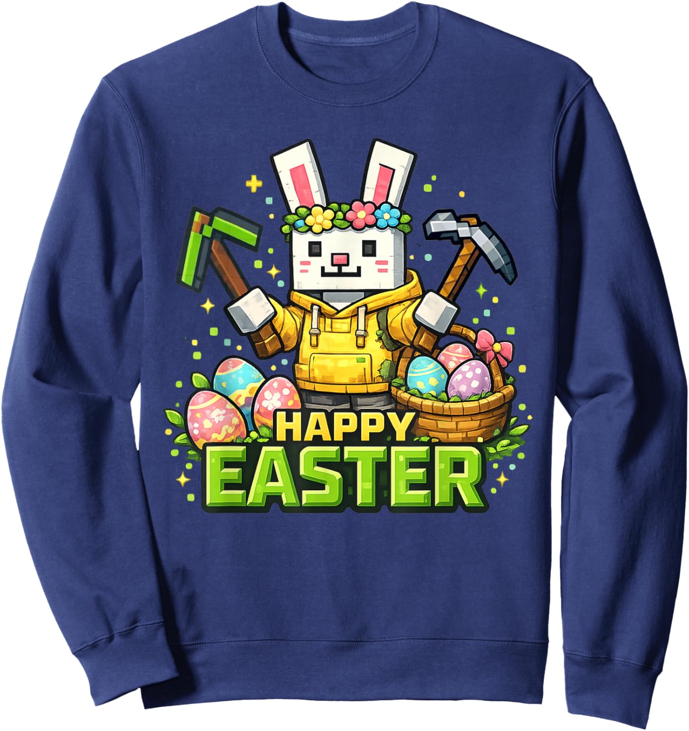 Happy Easter Day Bunny Egg Gamer Video Game Kids Men Boys Sweatshirt - Sweatshirt | Navy