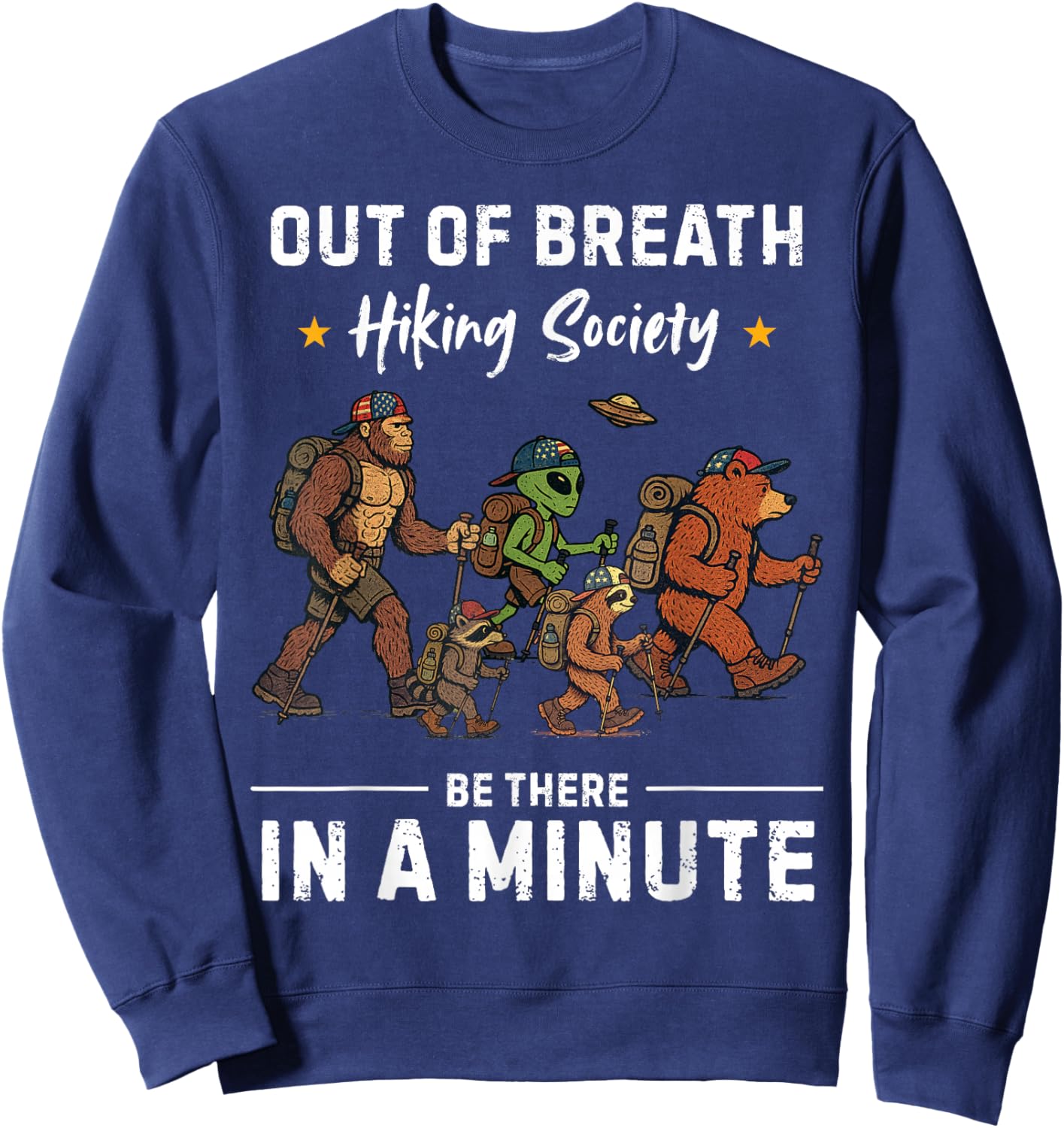 Out of Breath Hiking Society Funny Camping Hiking Sweatshirt - Sweatshirt | Navy
