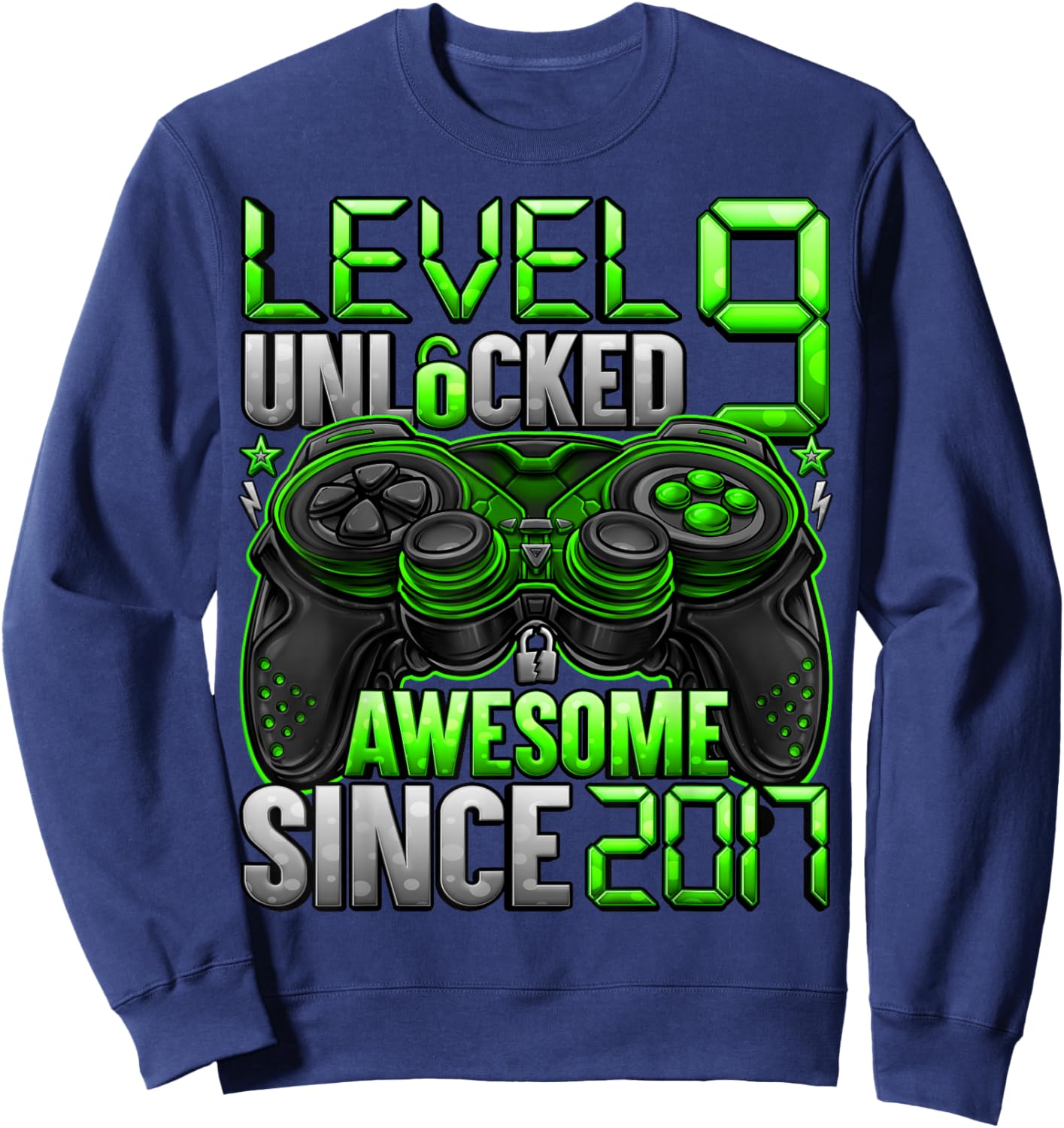 Level 9 Unlocked 9 Year Old Gifts for Boys 9th Birthday Boy Sweatshirt - Sweatshirt | Navy