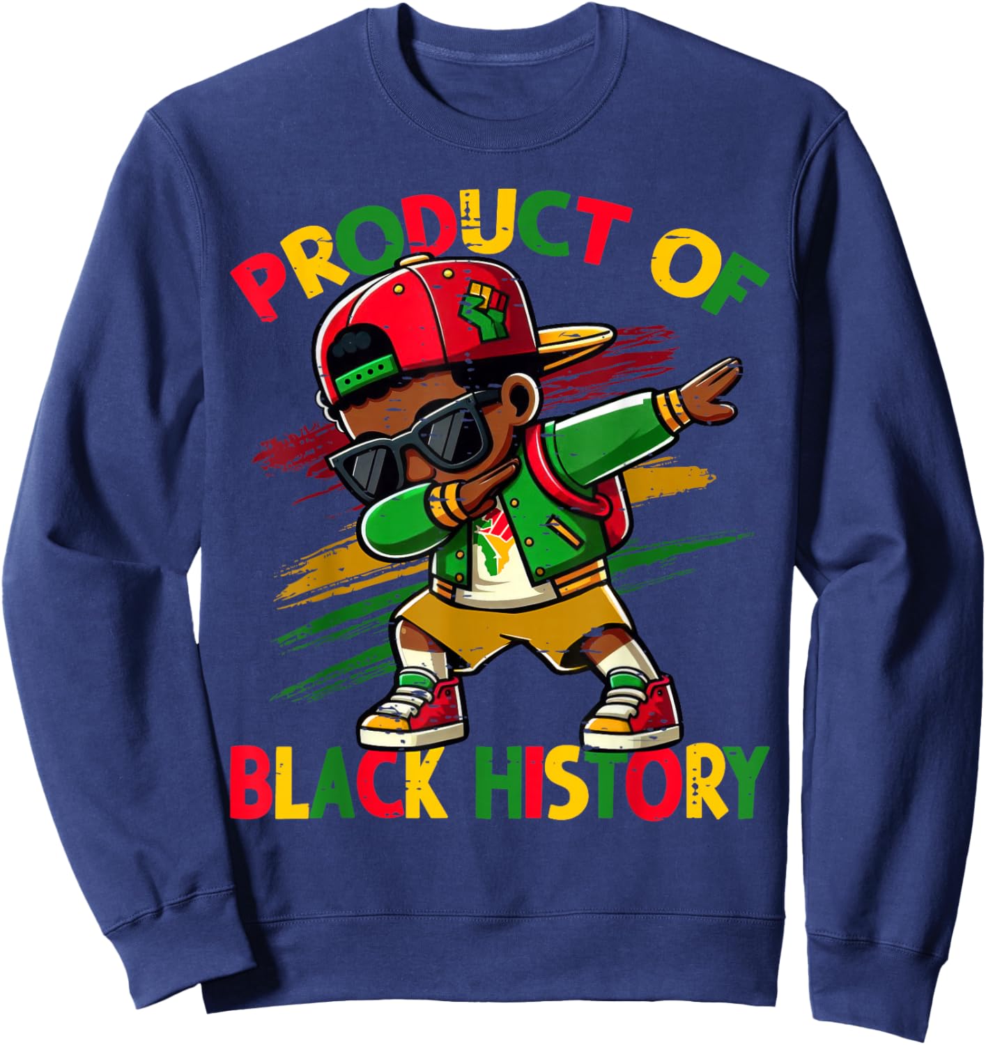 Black Historical Month Dabbing Boy Product of Black History Sweatshirt - Sweatshirt | Navy