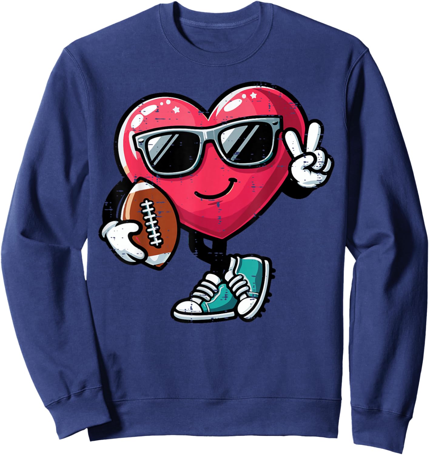 Valentines Day American Football Heart Peace Boys Kids Men Sweatshirt - Sweatshirt | Navy