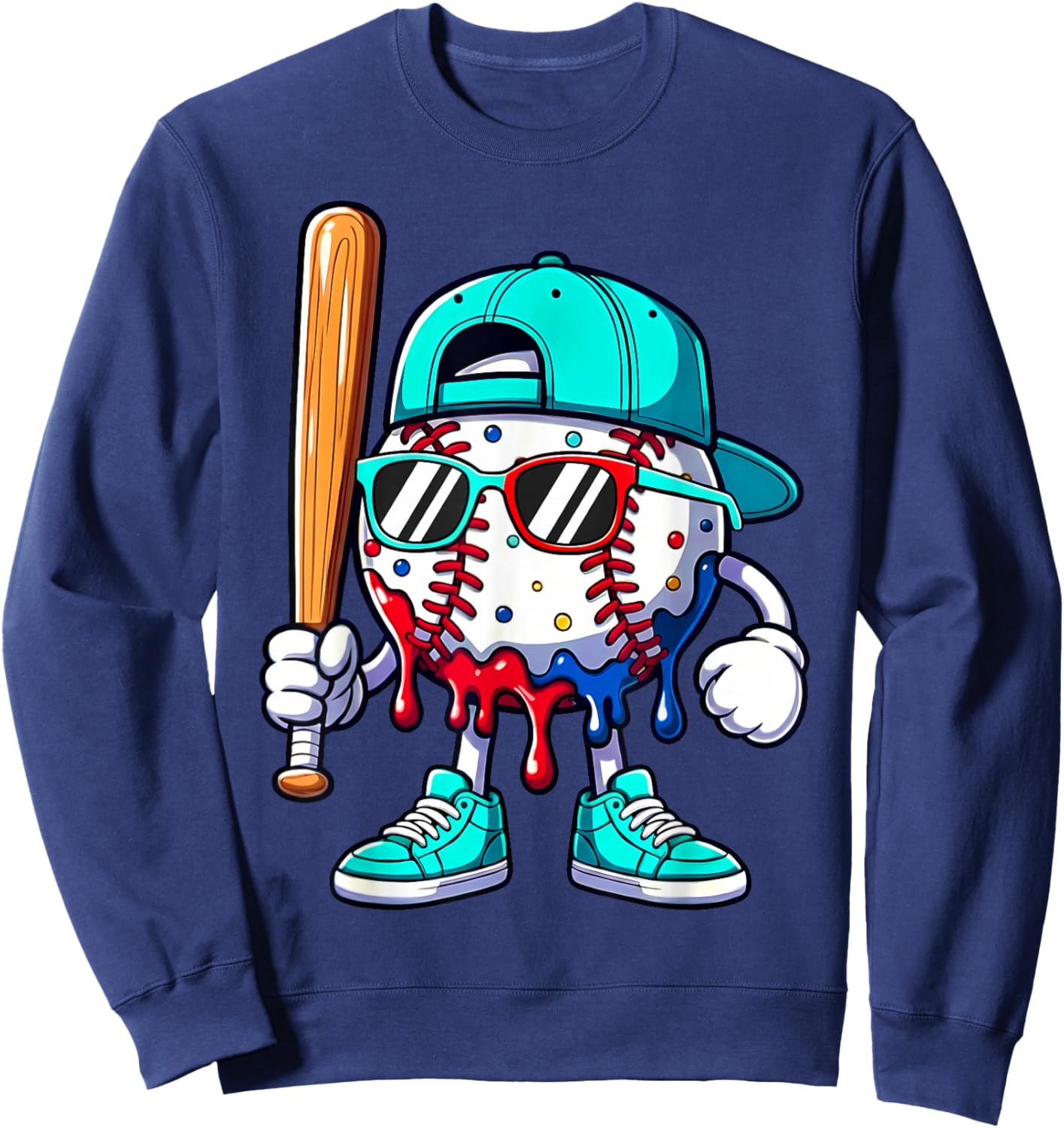 Ice Cream Drip Baseball Spots Baseball Lifestyle Boys Girls Sweatshirt - Sweatshirt | Navy