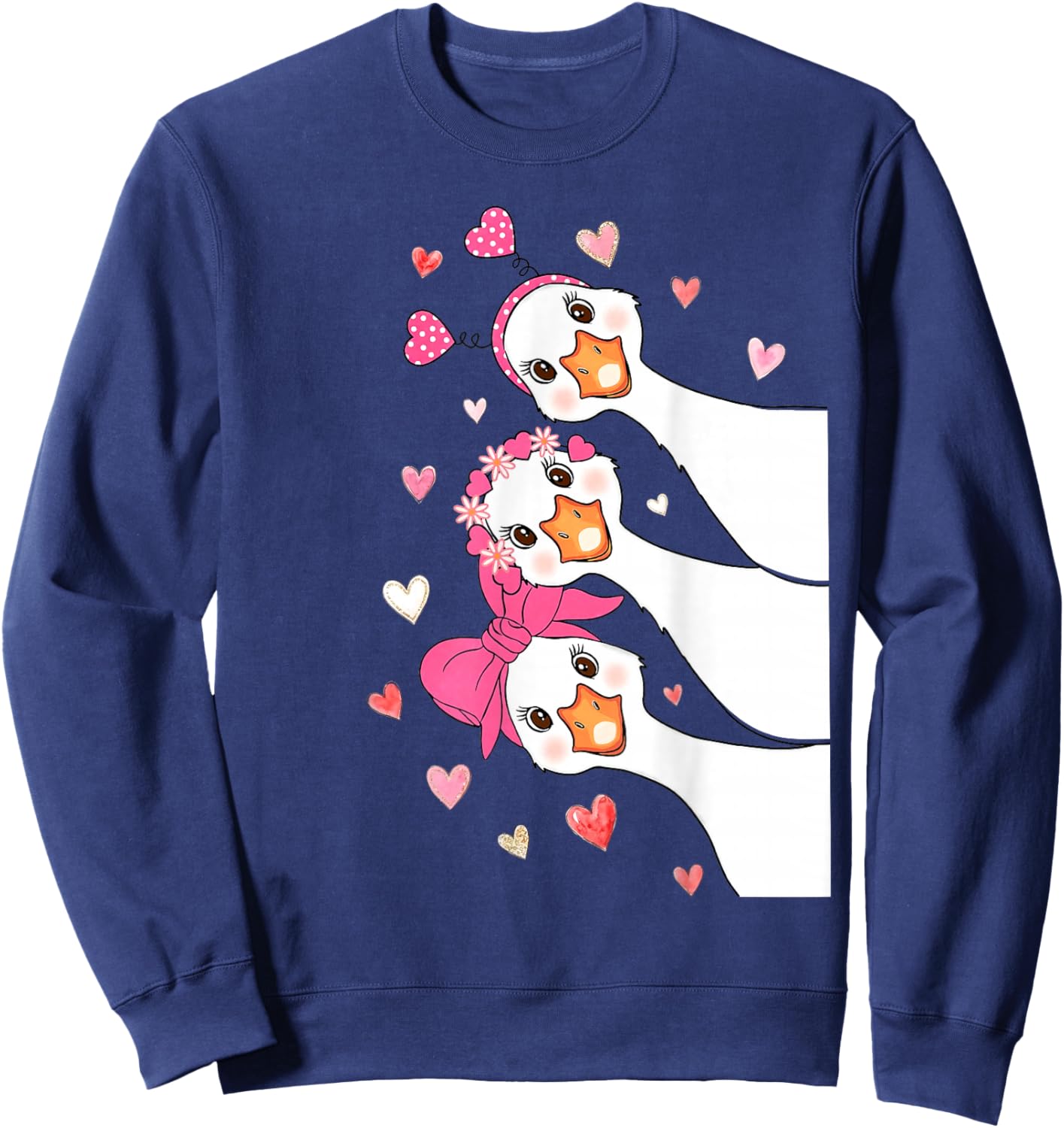 Funny Silly Love Goose Valentine You Make My Heart Go Honk Sweatshirt - Sweatshirt | Navy