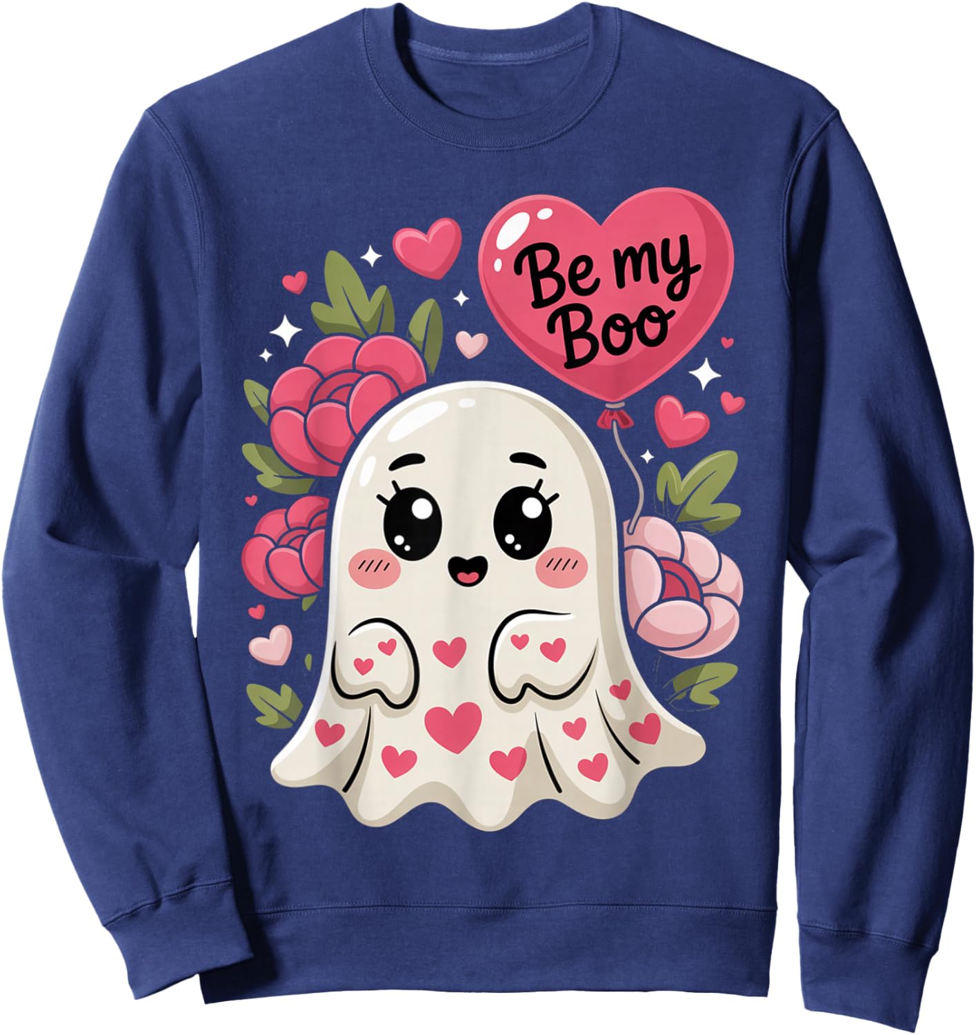 Be My Boo Cute Ghost Valentine´s Day Love Sweatshirt - Sweatshirt | Navy