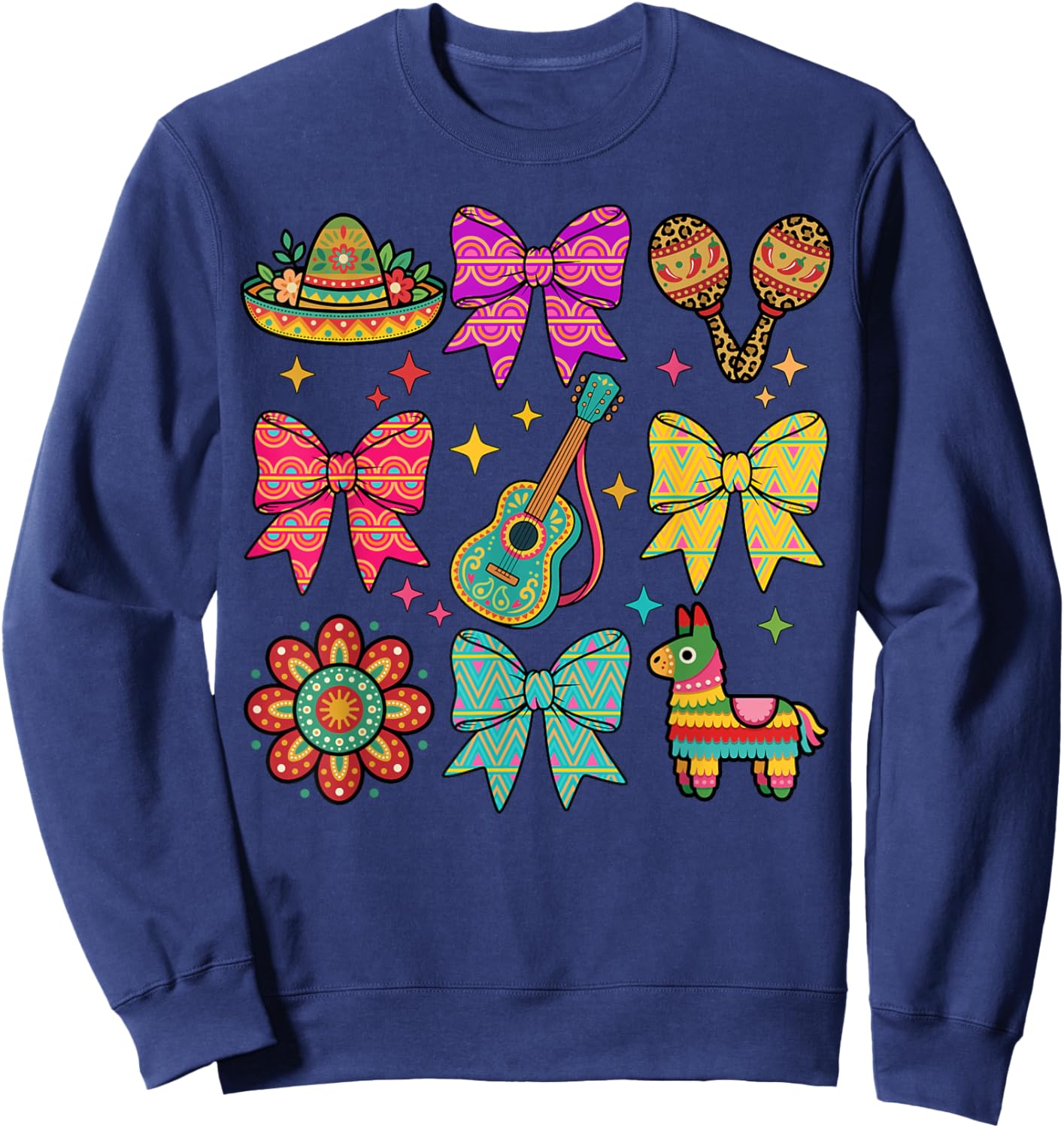 Cute 5 De Mayo Mexican Party Coquette Bow Cinco De Mayo Sweatshirt - Sweatshirt | Navy