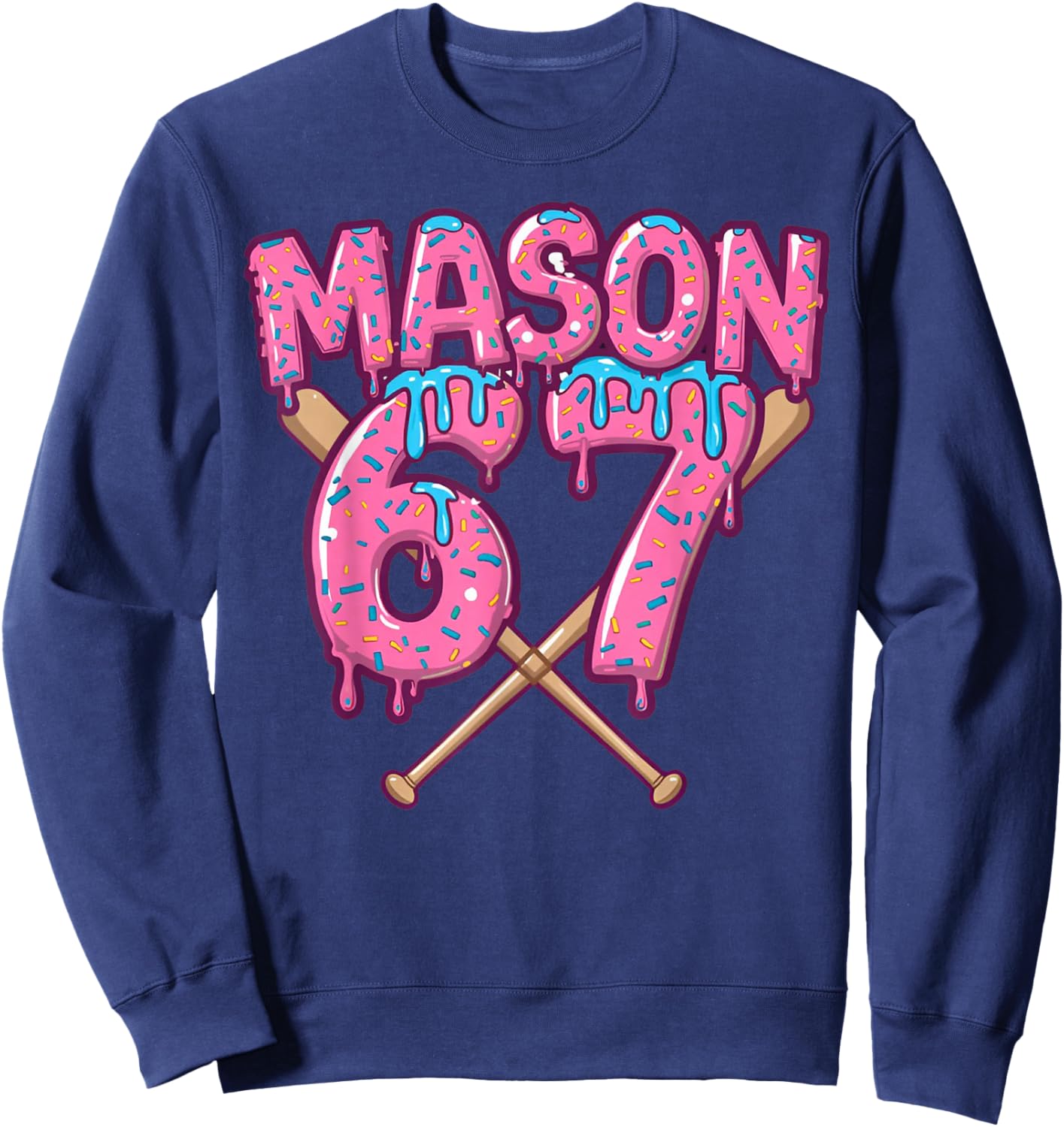 Six Seven Ice Cream Drip Sport 67 Fun Mason Meme Sweatshirt - Sweatshirt | Navy