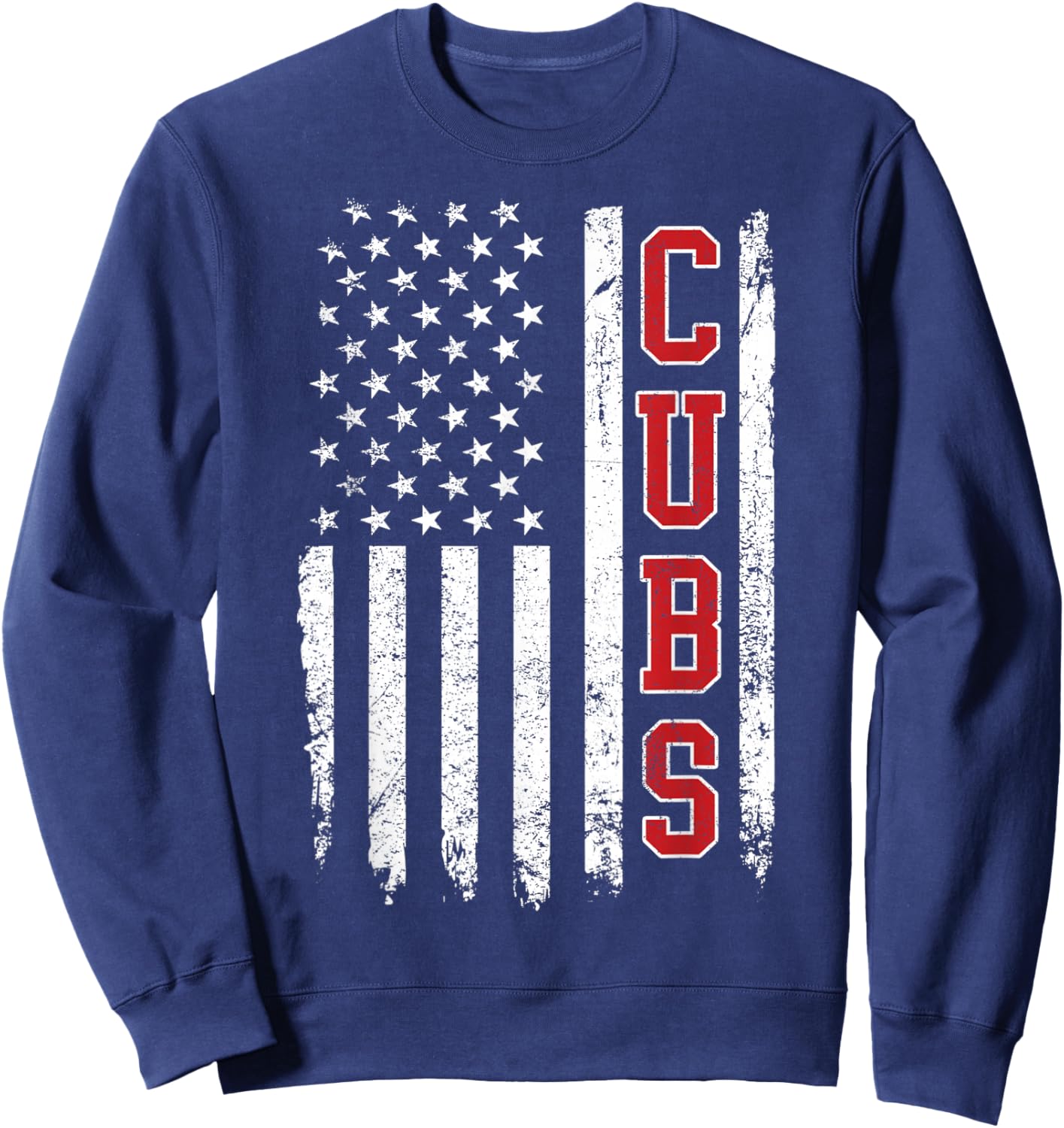 Vintage Cubs Name American US Flag Women and Kids Sweatshirt - Sweatshirt | Navy