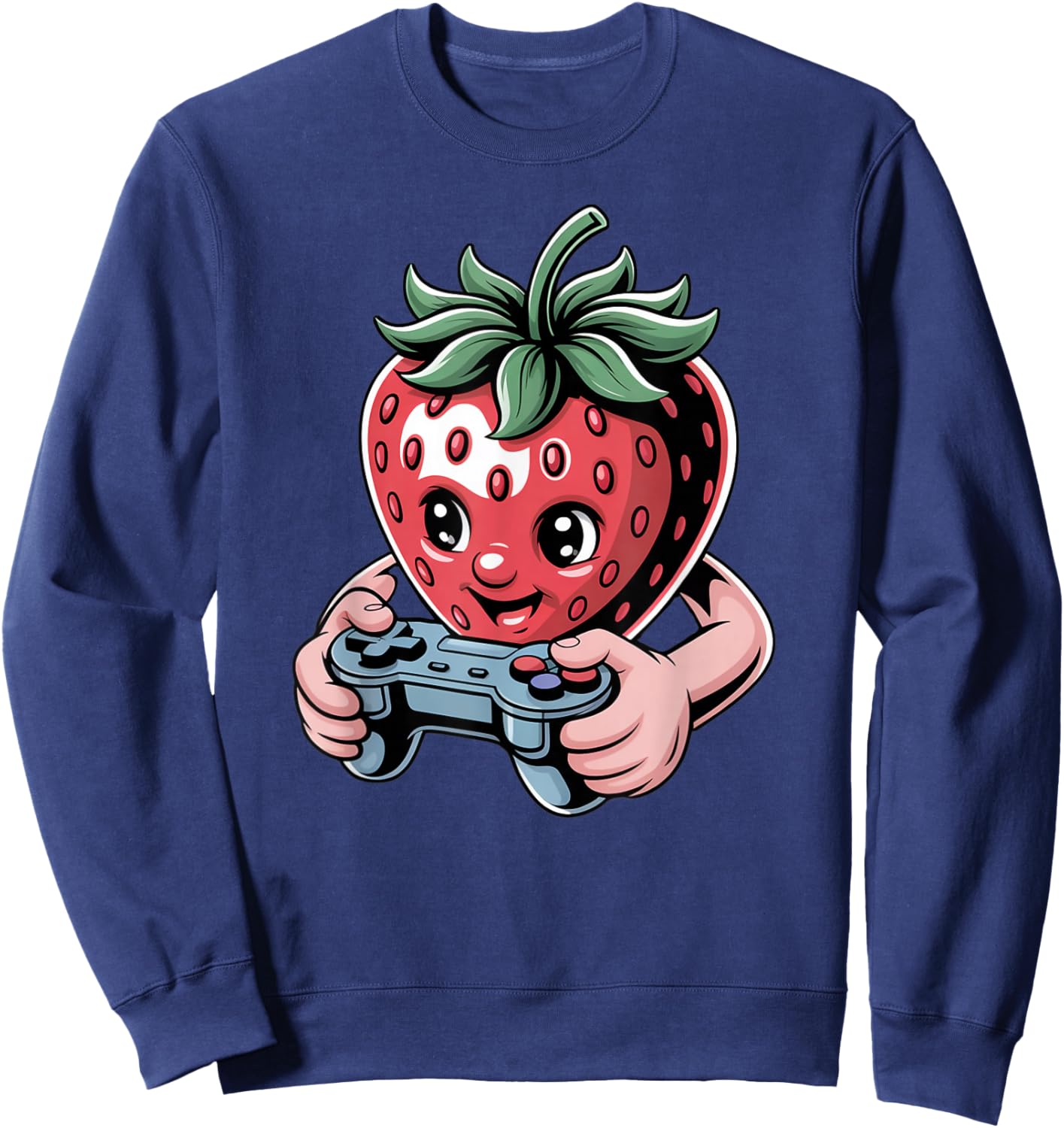 Funny Gamer Strawberry Cute Fruit Gaming for Video Game Sweatshirt - Sweatshirt | Navy