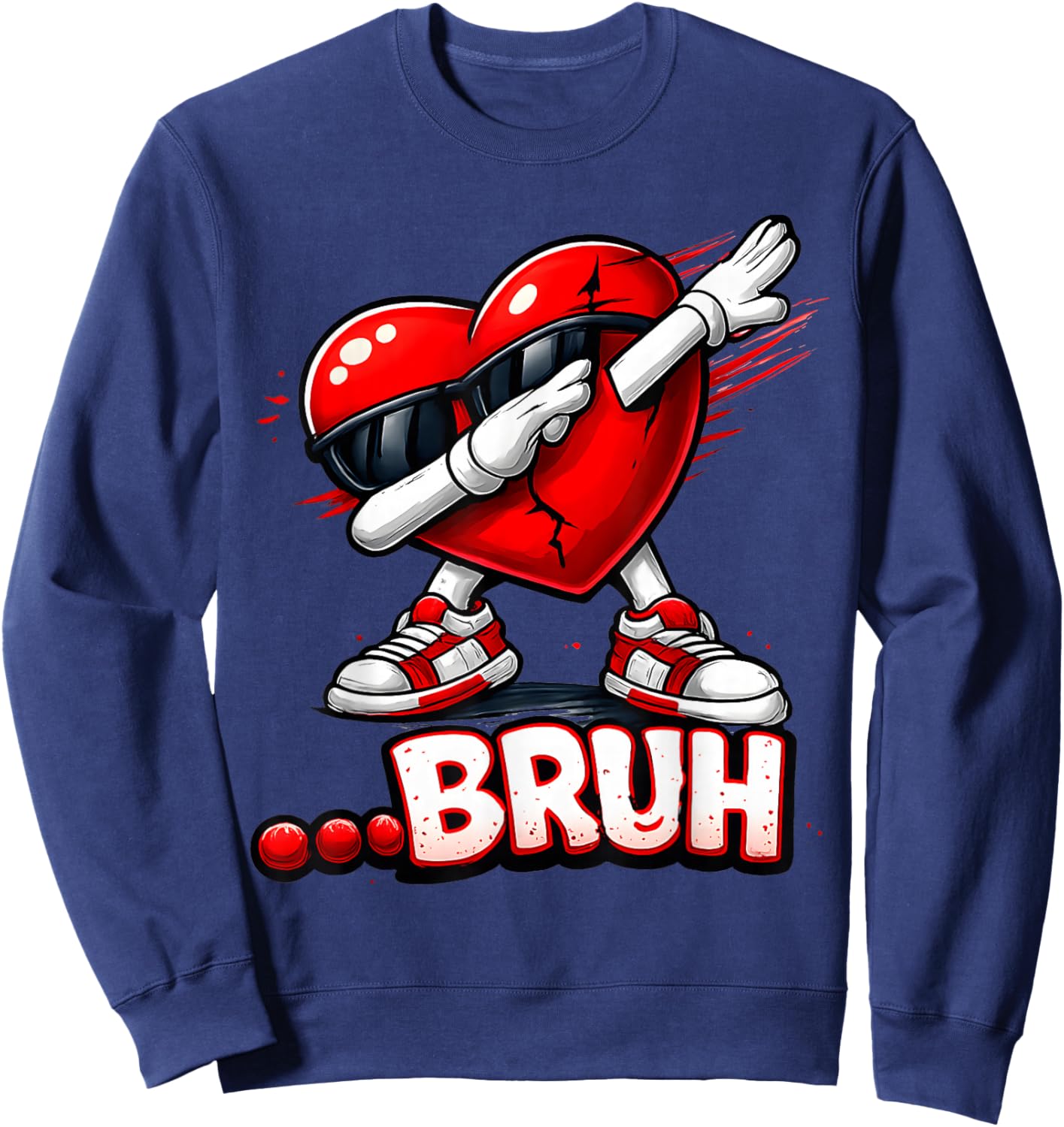 Valentines Day Bruh Dabbing Funny Valentines Heart Boys Kids Sweatshirt - Sweatshirt | Navy