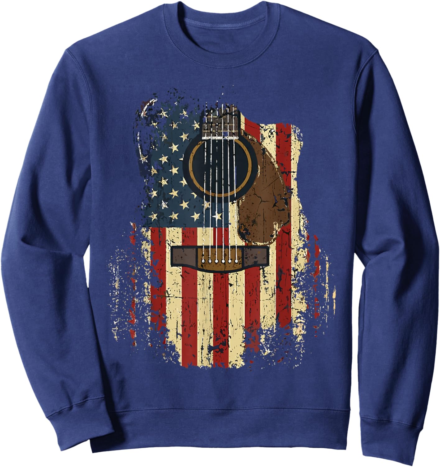 Vintage Country Western Acoustic Guitar Design for Guitarist Sweatshirt - Sweatshirt | Navy