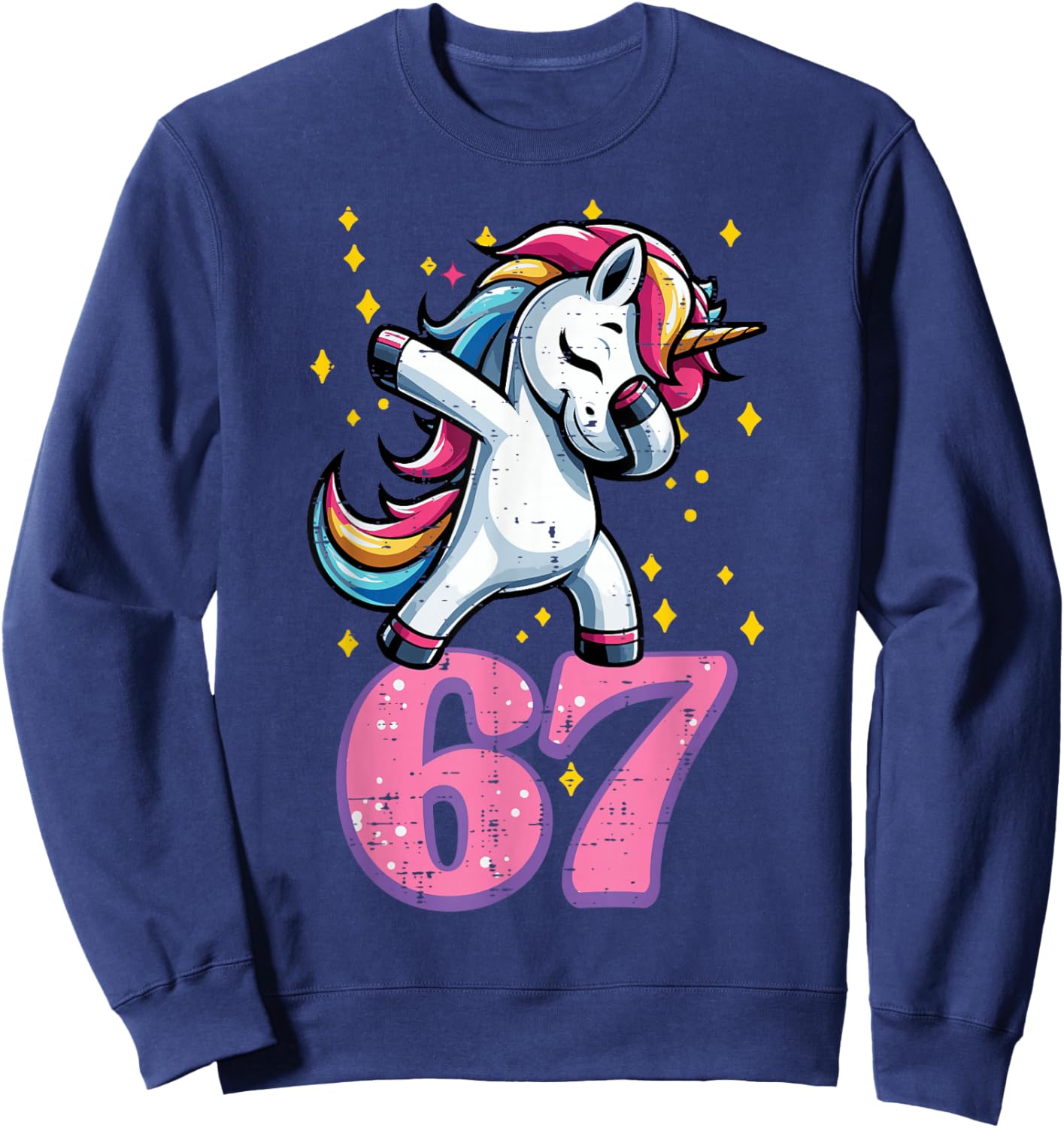6 7 Unicorn Funny 67 Six Seven Meme Gen Alpha Kids Girls Sweatshirt - Sweatshirt | Navy