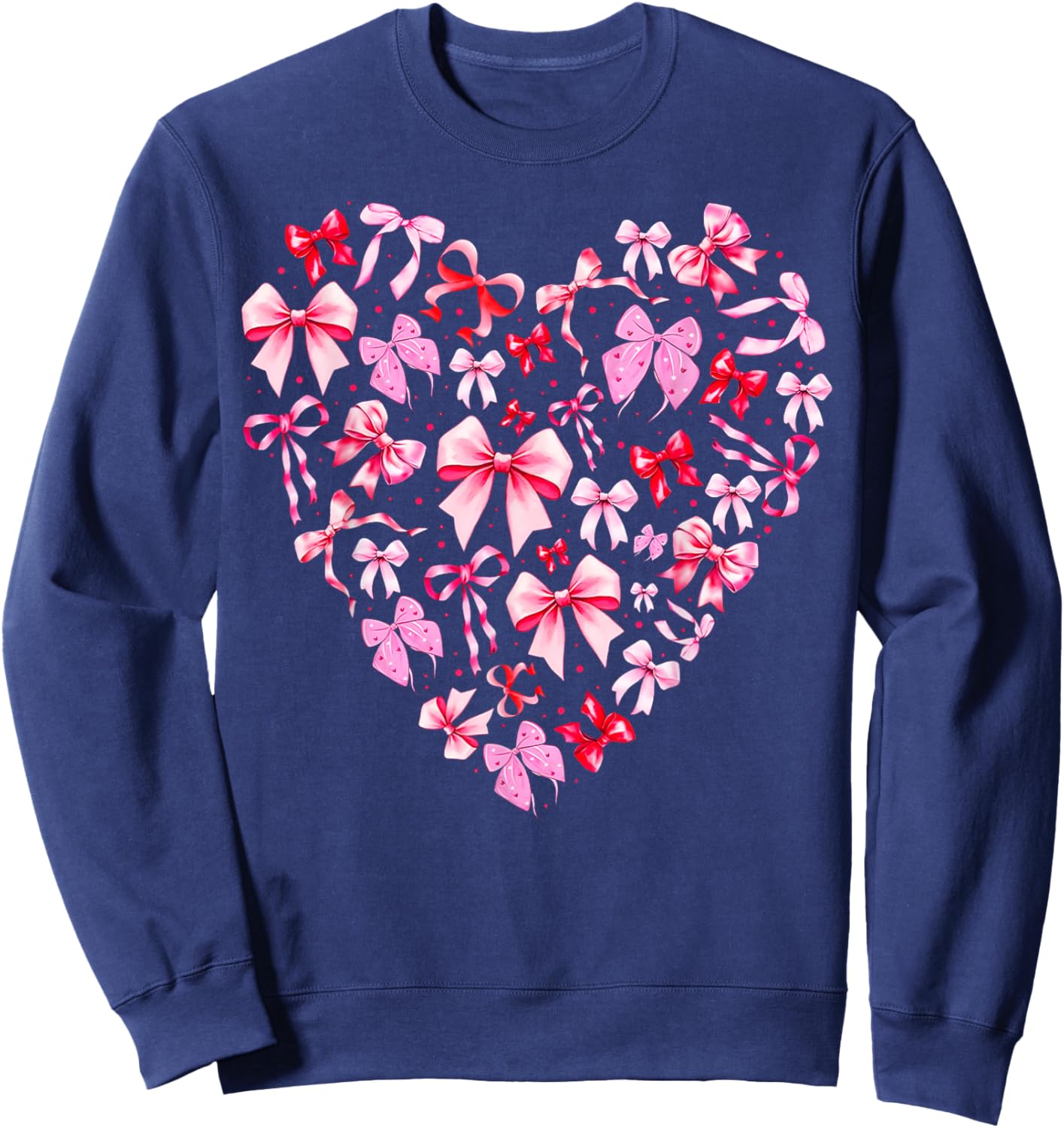 Pink Valentine Heart Coquette Bow Cupid Girl Women Kid Sweatshirt - Sweatshirt | Navy