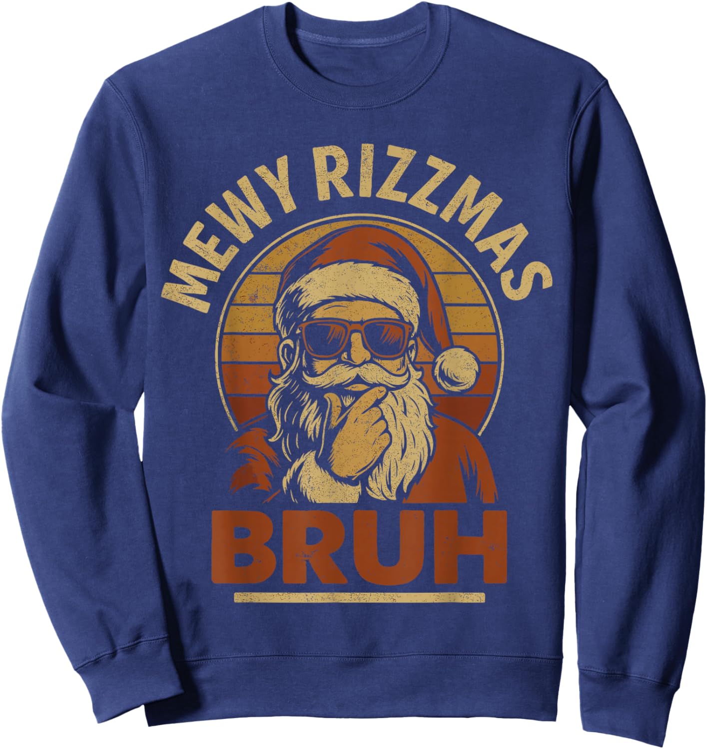 Skibidi Rizzmas Shirt , Rizzler Santa Mewy Rizzmas Sweatshirt - Sweatshirt | Navy