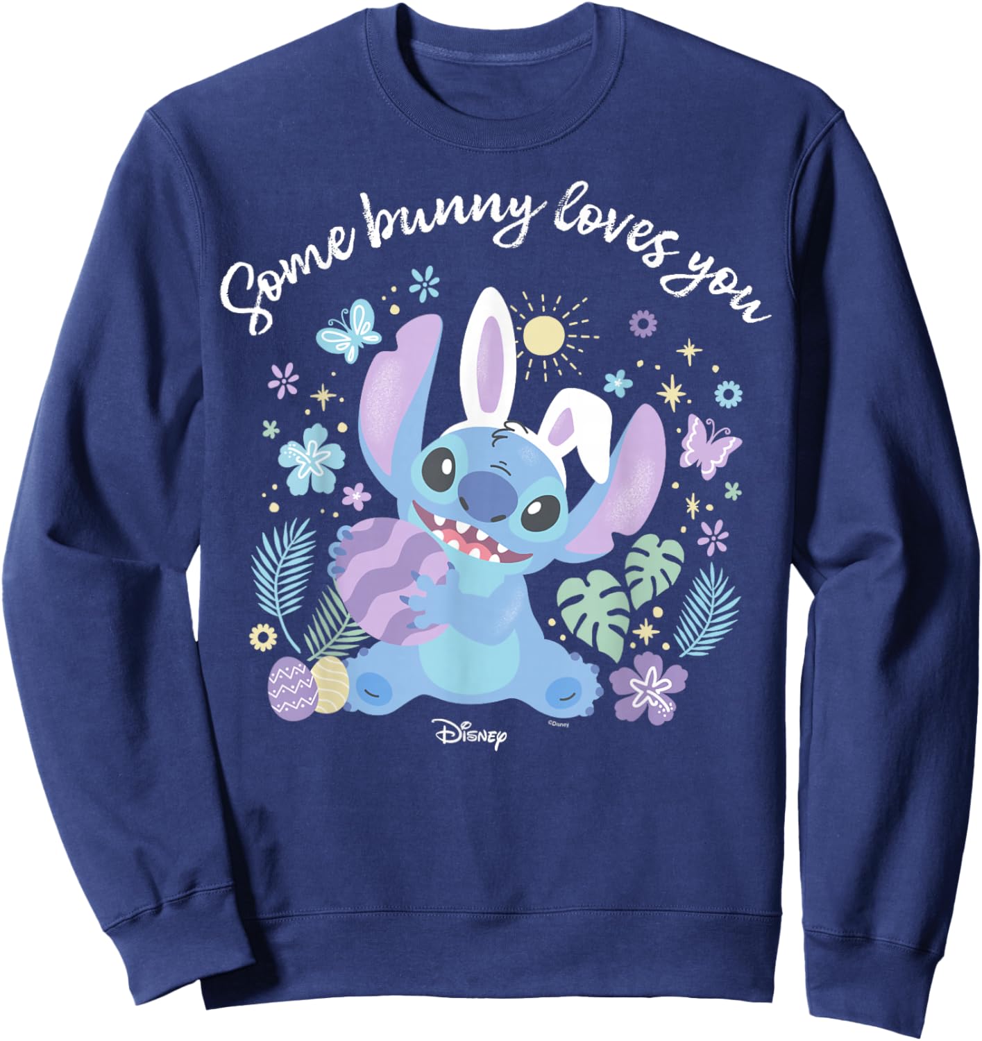 Disney Lilo & Stitch Some Bunny Loves You Easter Tropical Sweatshirt - Sweatshirt | Navy