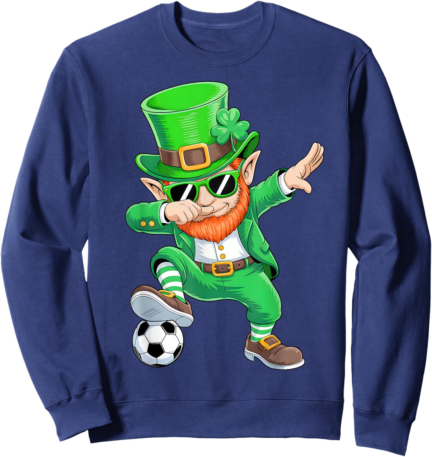 Dabbing Leprechaun Soccer St Patricks Day Boys Men Sport Sweatshirt - Sweatshirt | Navy