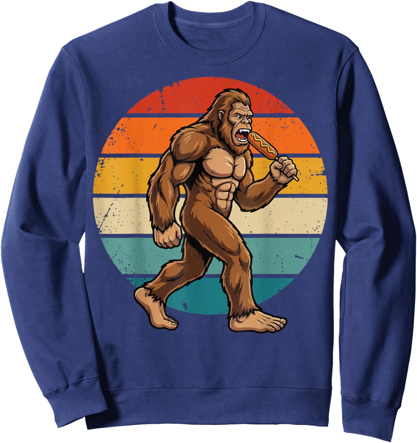 Bigfoot Eating Corndog Sweatshirt - Sweatshirt | Navy