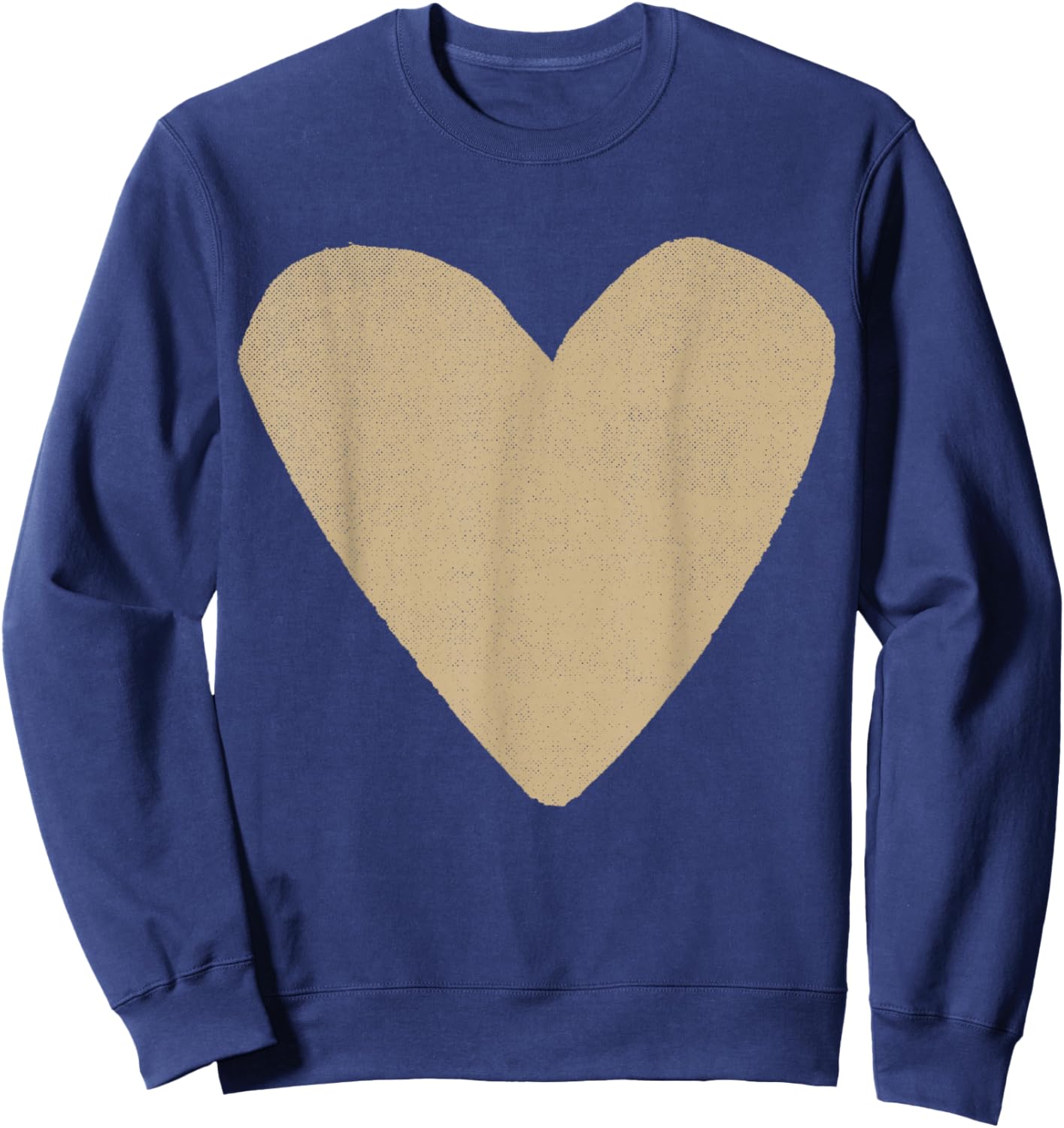 Boho Tops Valentines Day Cute Girls Tan Heart Sweatshirt - Sweatshirt | Navy