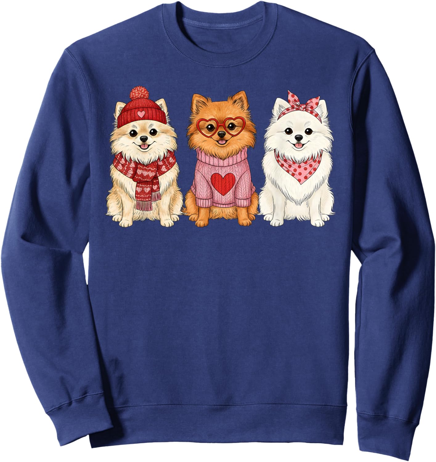 Cute Pomeranian Valentine Dog Sweatshirt - Sweatshirt | Navy