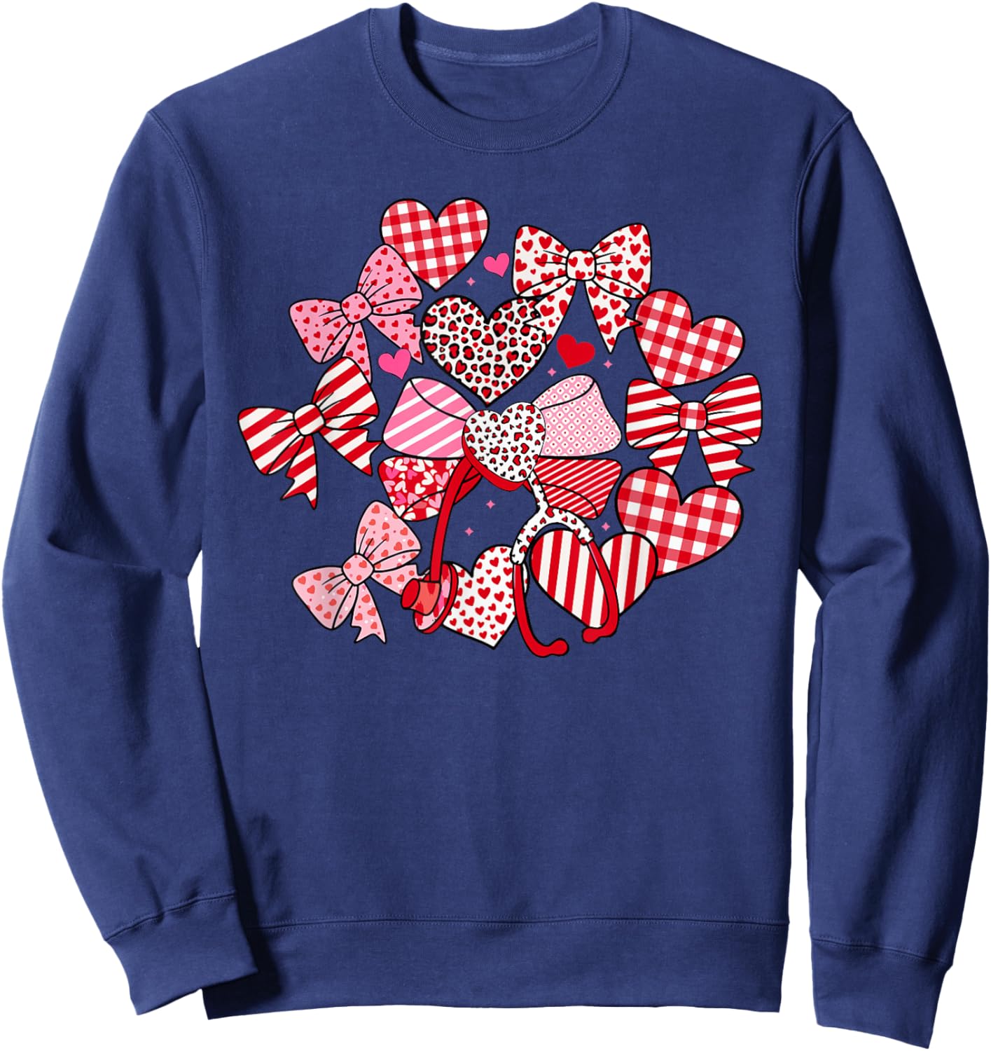 Nurse Valentines Medical Bow Stethoscope Healthcare Women Sweatshirt - Sweatshirt | Navy