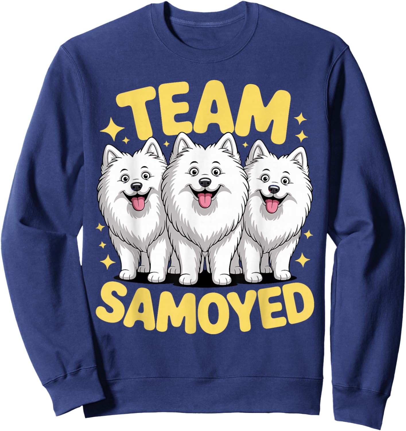 Cartoon Sammie White Plush Pet Dog Breed Team Samoyed Sweatshirt - Sweatshirt | Navy