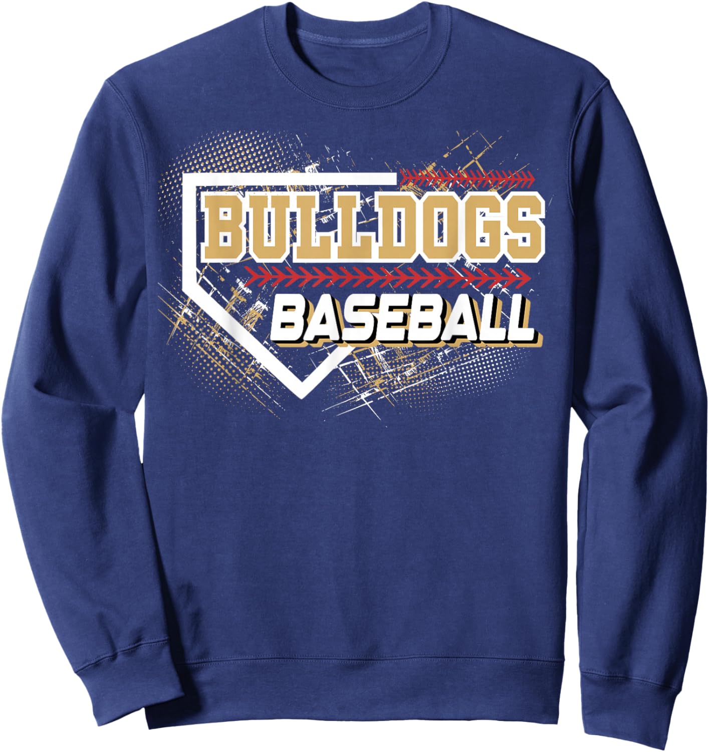 Bulldogs Baseball School Spirit Gold Bulldog Mascot Team Sweatshirt - Sweatshirt | Navy