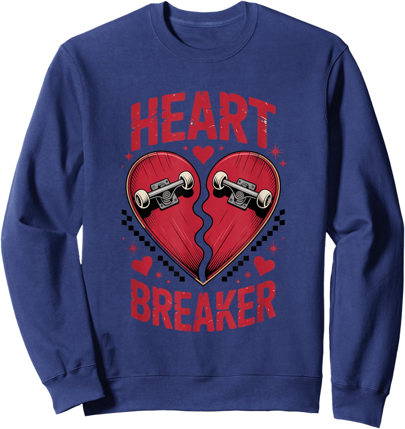 Skater Heart Breaker Valentine Skateboard Men Women Boy Girl Sweatshirt - Sweatshirt | Navy