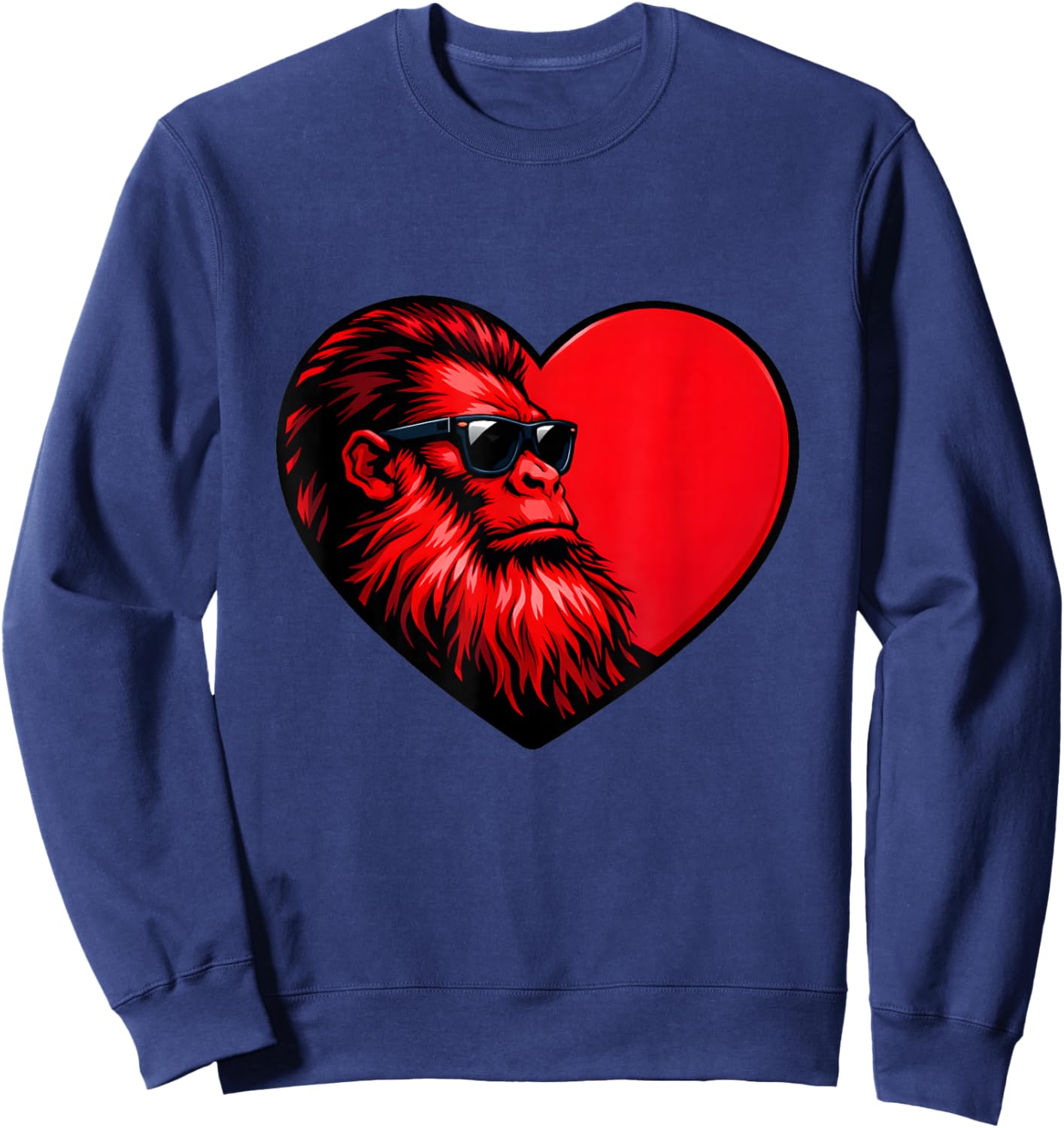 Sasquatch Heart Profile Bigfoot Valentine Funny Sweatshirt - Sweatshirt | Navy