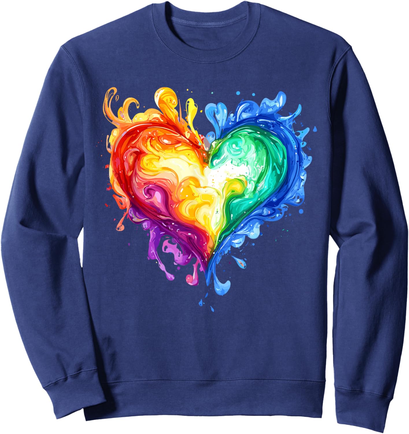 Rainbow Heart Pride Love Equality LGBTQ Ally Sweatshirt - Sweatshirt | Navy