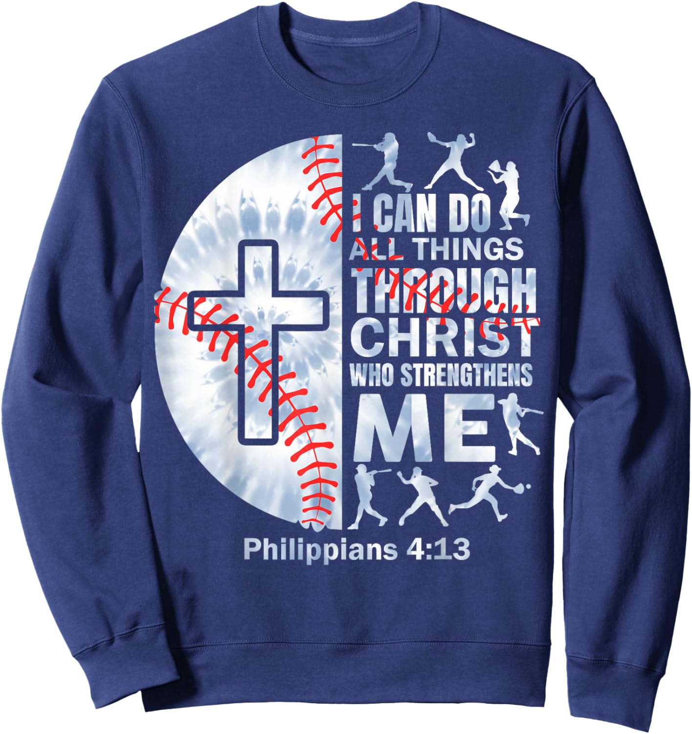 Christian Baseball Men Boy Player Team Religious Philippians Sweatshirt - Sweatshirt | Navy