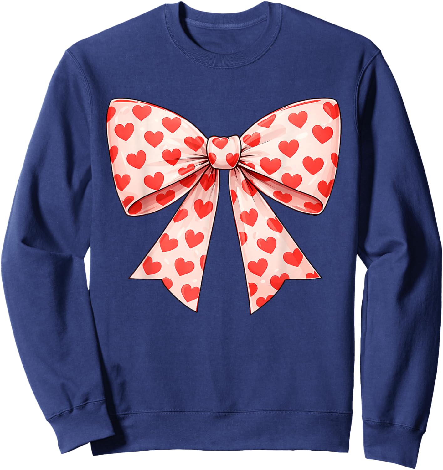 Girls Valentine Heart Bow Cute Valentines Day Teens Kids Sweatshirt - Sweatshirt | Navy