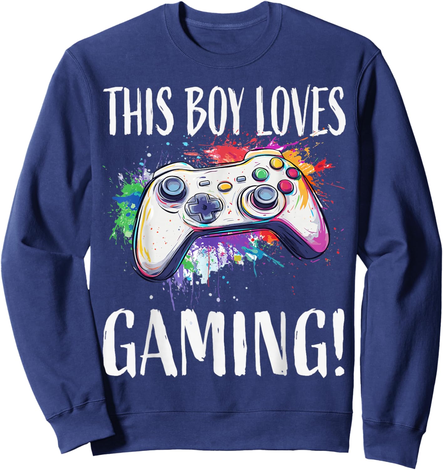 This boy Loves Gaming, Kids Gamer Sweatshirt - Sweatshirt | Navy