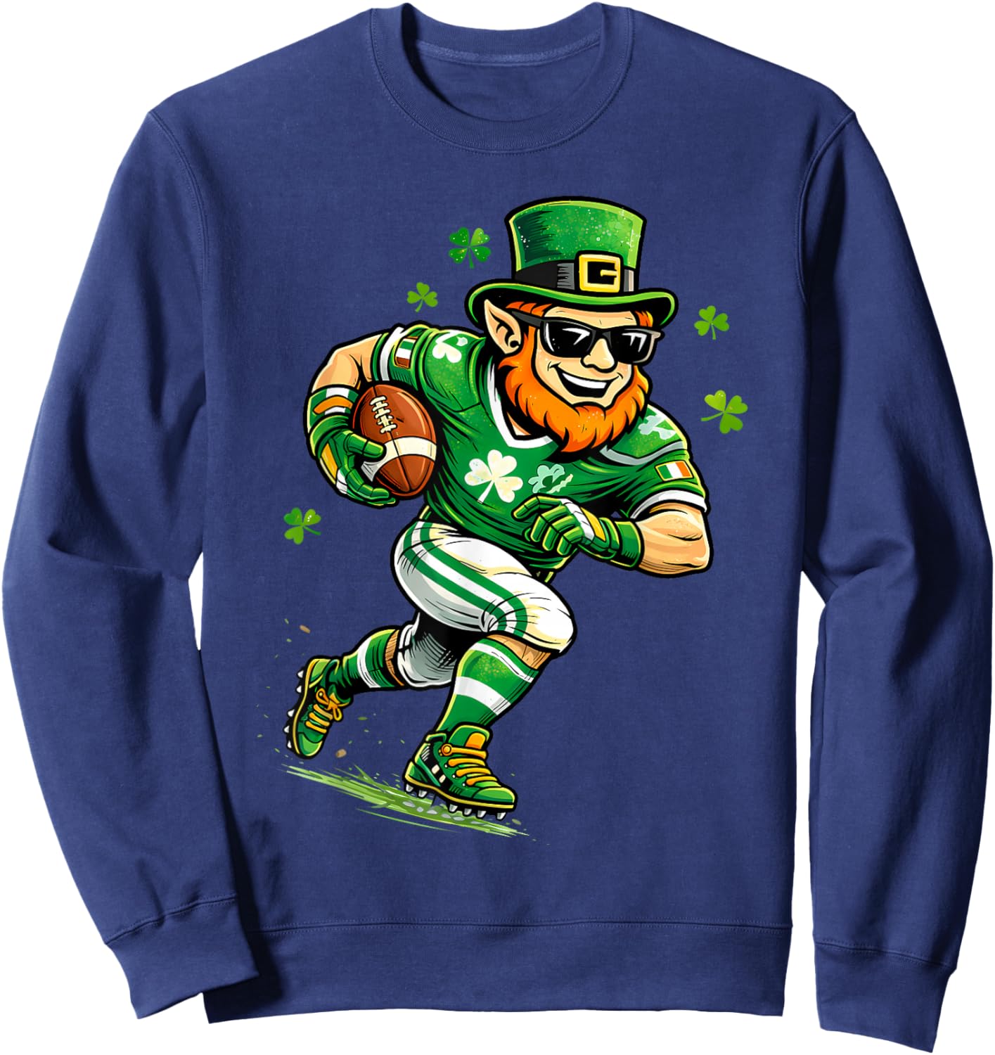 Leprechaun Play Football Funny St Patrick's Day Men Kid Boys Sweatshirt - Sweatshirt | Navy