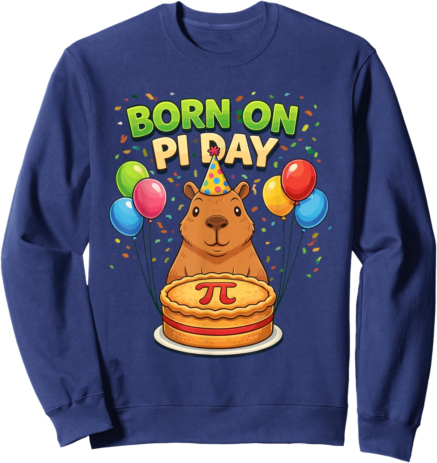 Born on Pi Day 3.14 Birthday Capybara Sweatshirt - Sweatshirt | Navy