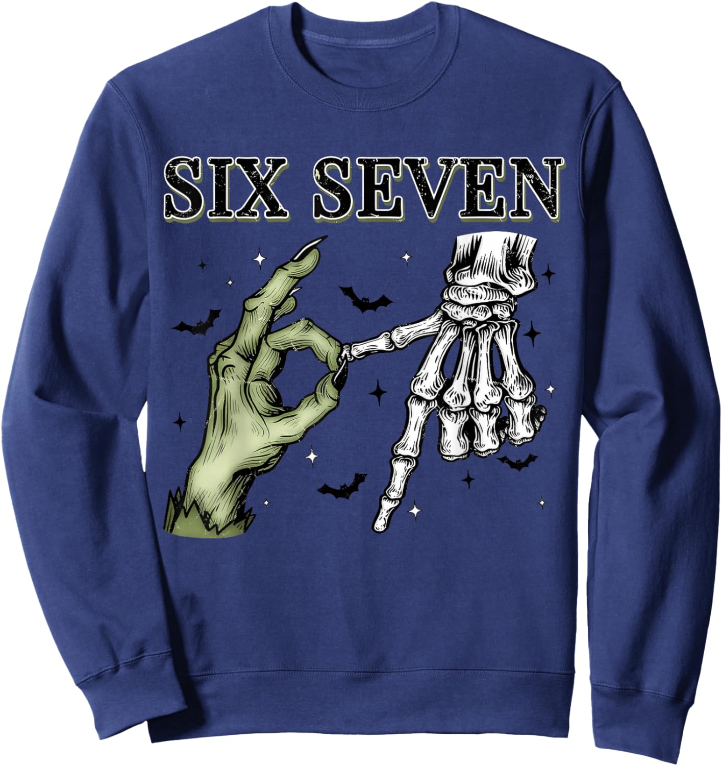 Six Seven 67 Matching Group Halloween Skeleton Frankenstein Sweatshirt - Sweatshirt | Navy